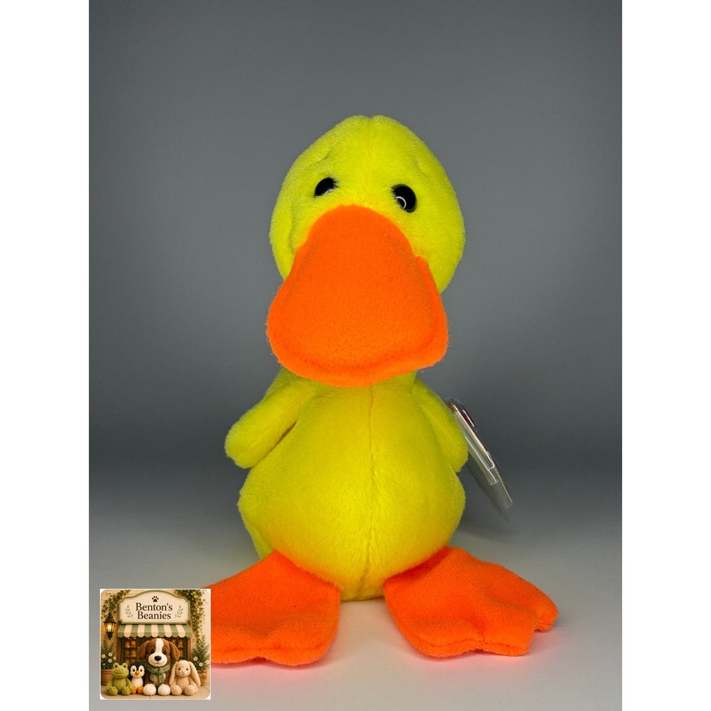 Quackers the Duck TY Beanie Baby | Mint Condition Heart & Tush Tag