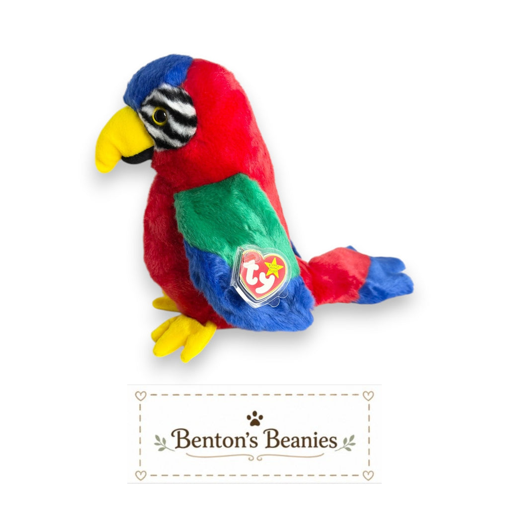 Jabber the Parrot TY Beanie Buddies | Mint Heart & Tush Tags