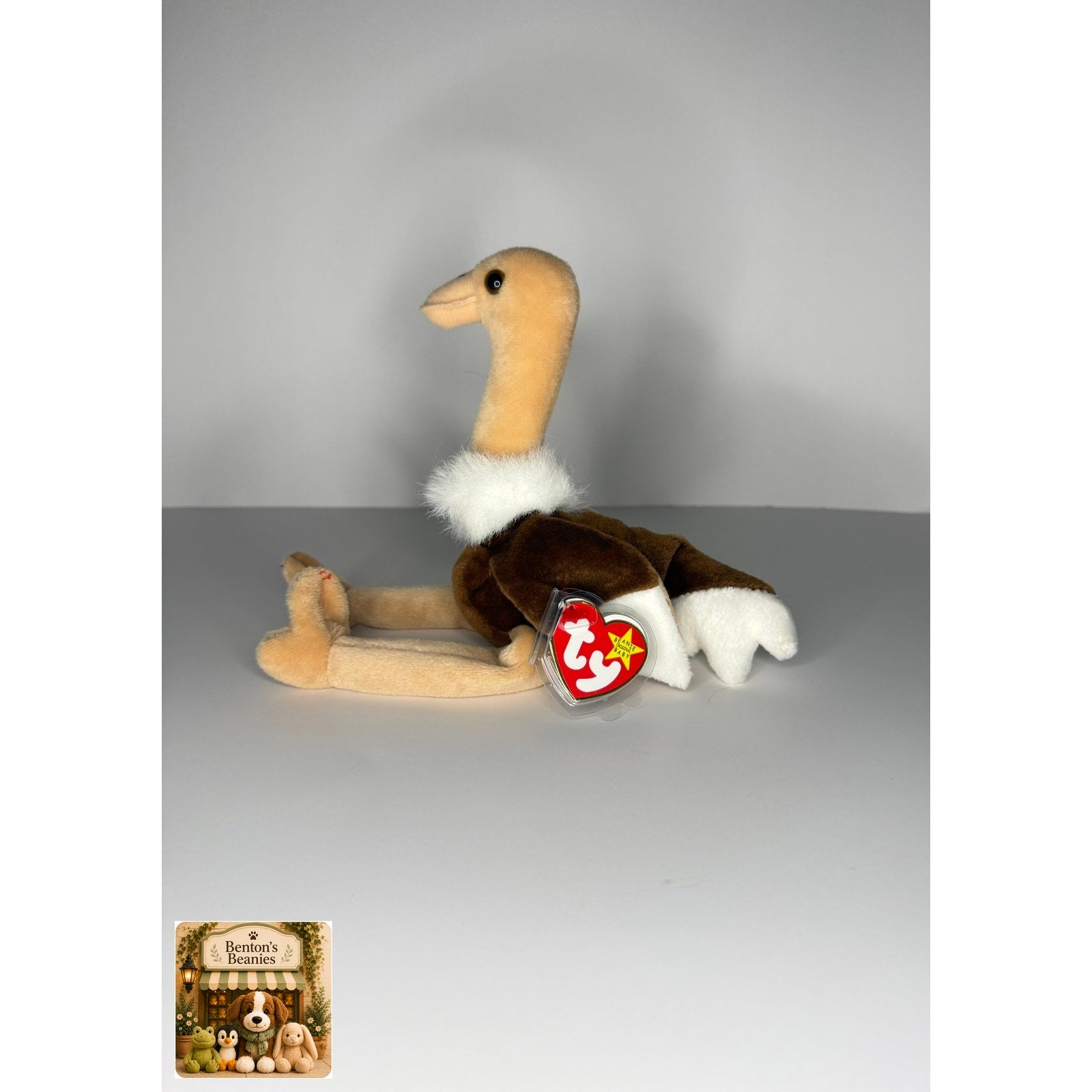 Stretch the Ostrich TY Beanie Baby | Mint Heart & Tush Tag
