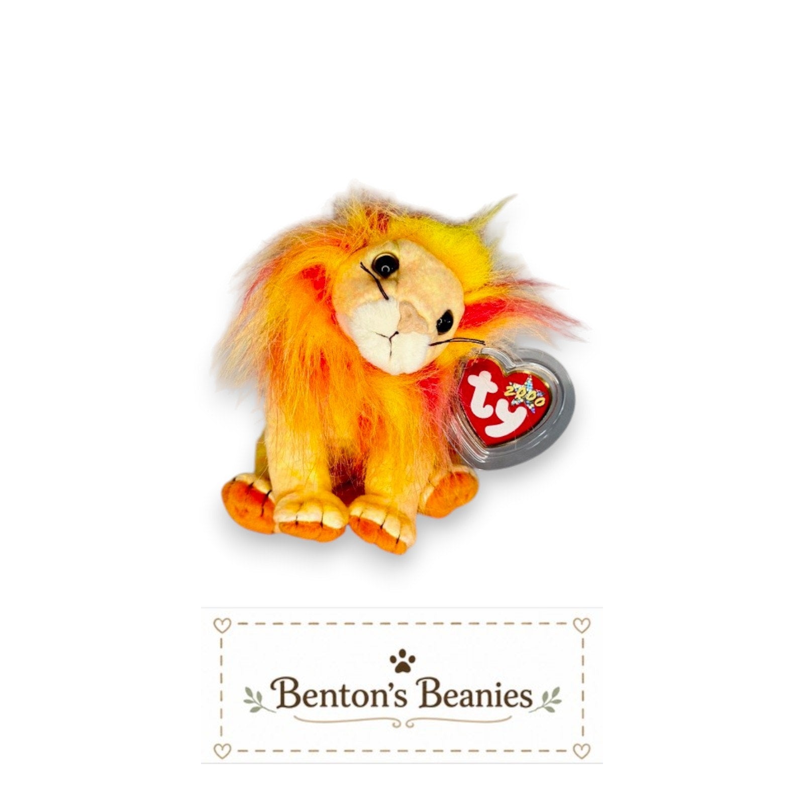 Bushy the Lion TY Beanie Baby | Mint Heart & Tush Tag