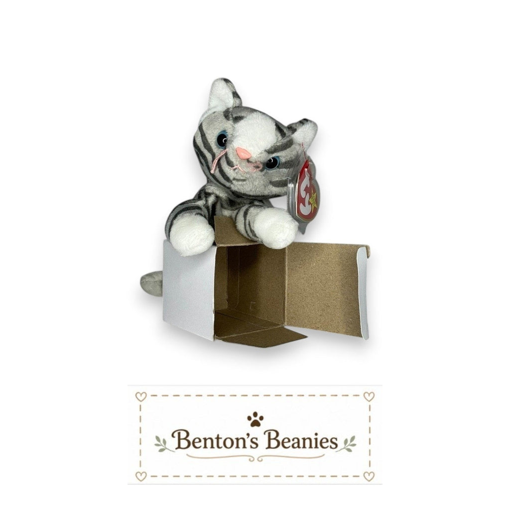 Prance the Grey Striped Cat TY Beanie Baby | Mint Heart & Tush Tag