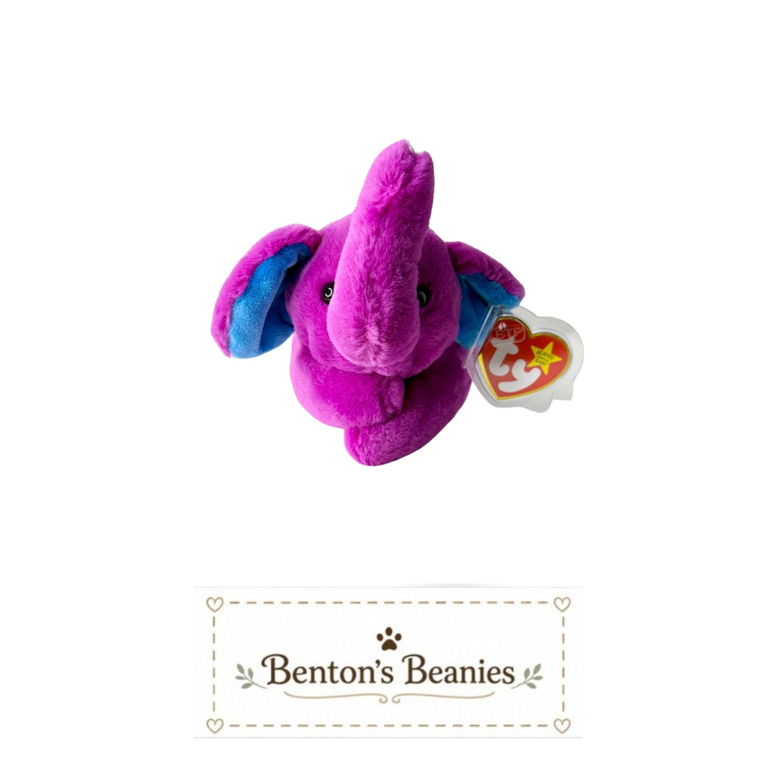 Peanut II the Elephant TY Beanie Baby | Mint Heart Tush Tag