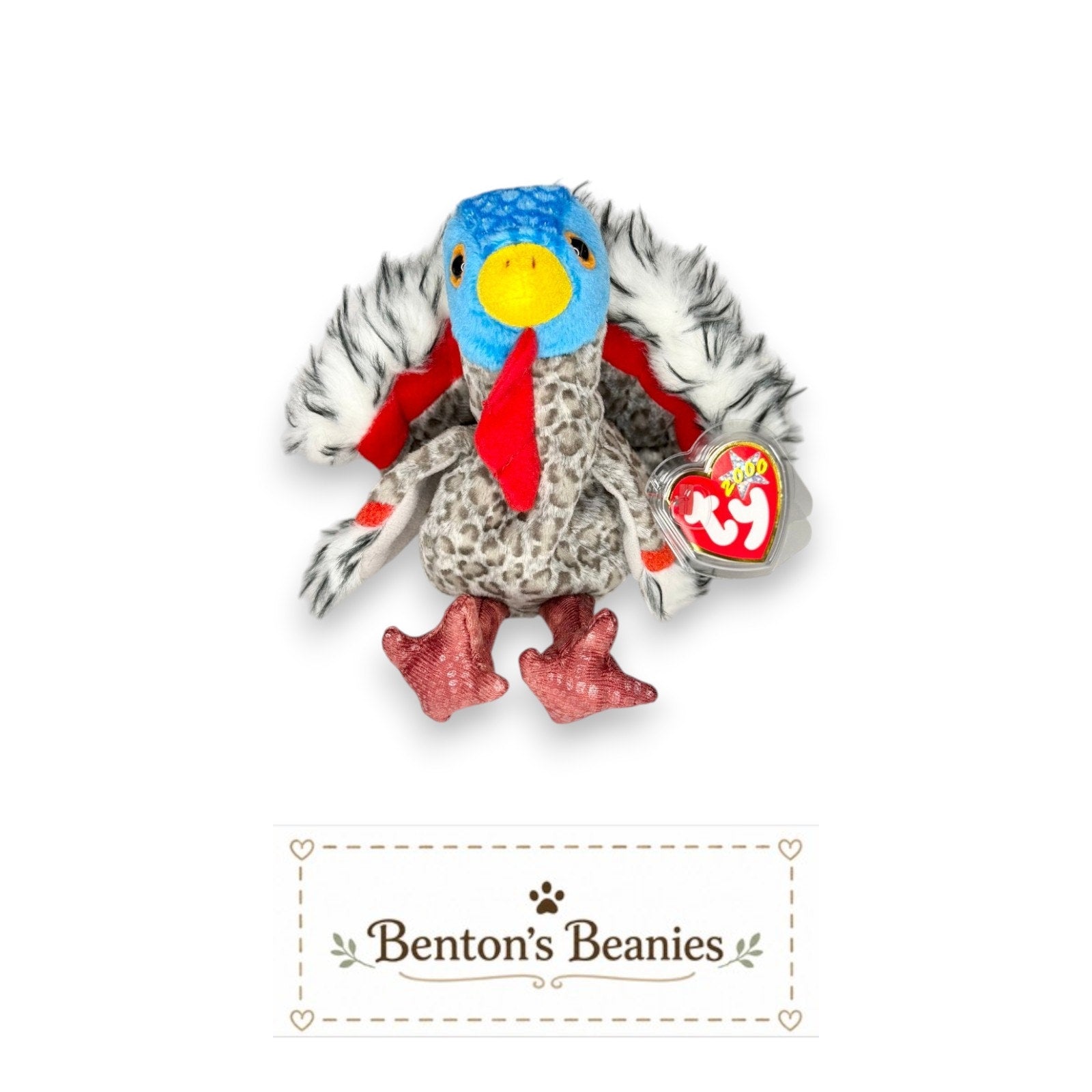 Lurkey the Turkey TY Beanie Baby | Mint Heart & Tush Tag