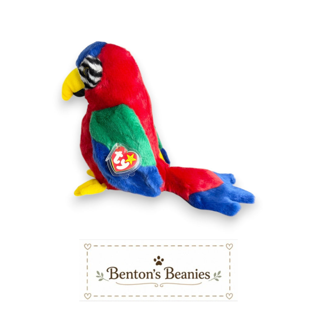 Jabber the Parrot TY Beanie Buddies | Mint Heart & Tush Tags