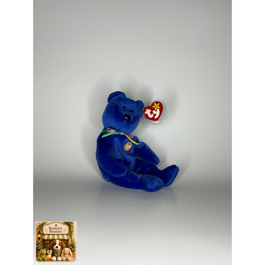 Clubby the Bear TY Beanie Baby | Mint Heart/Tush Tag