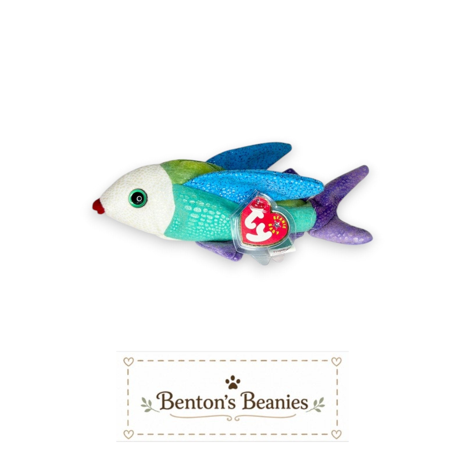 Propeller the Fish TY Beanie Baby | Mint Heart & Tush Tag