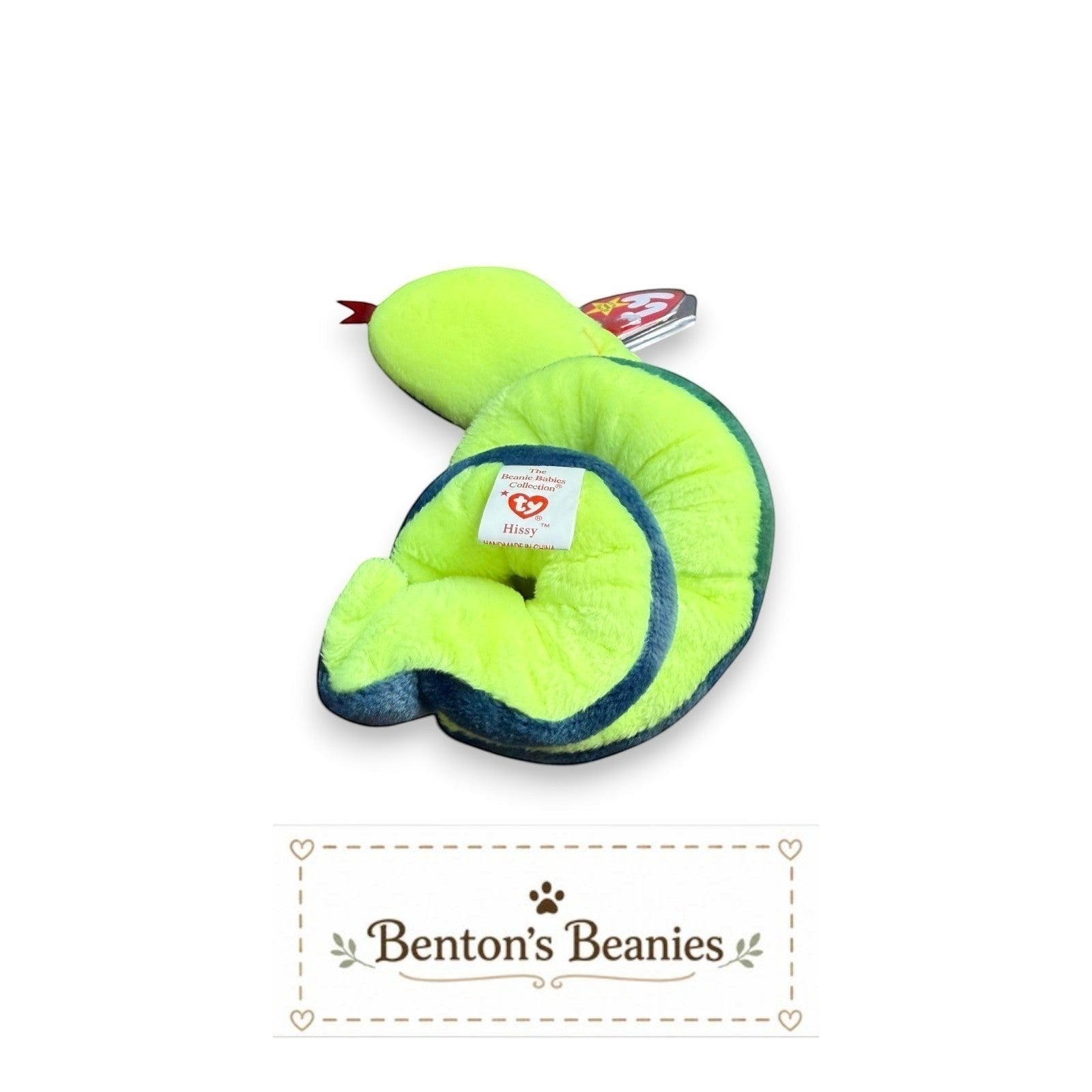 Hissy the Snake TY Beanie Baby | Mint Heart & Tush Tag