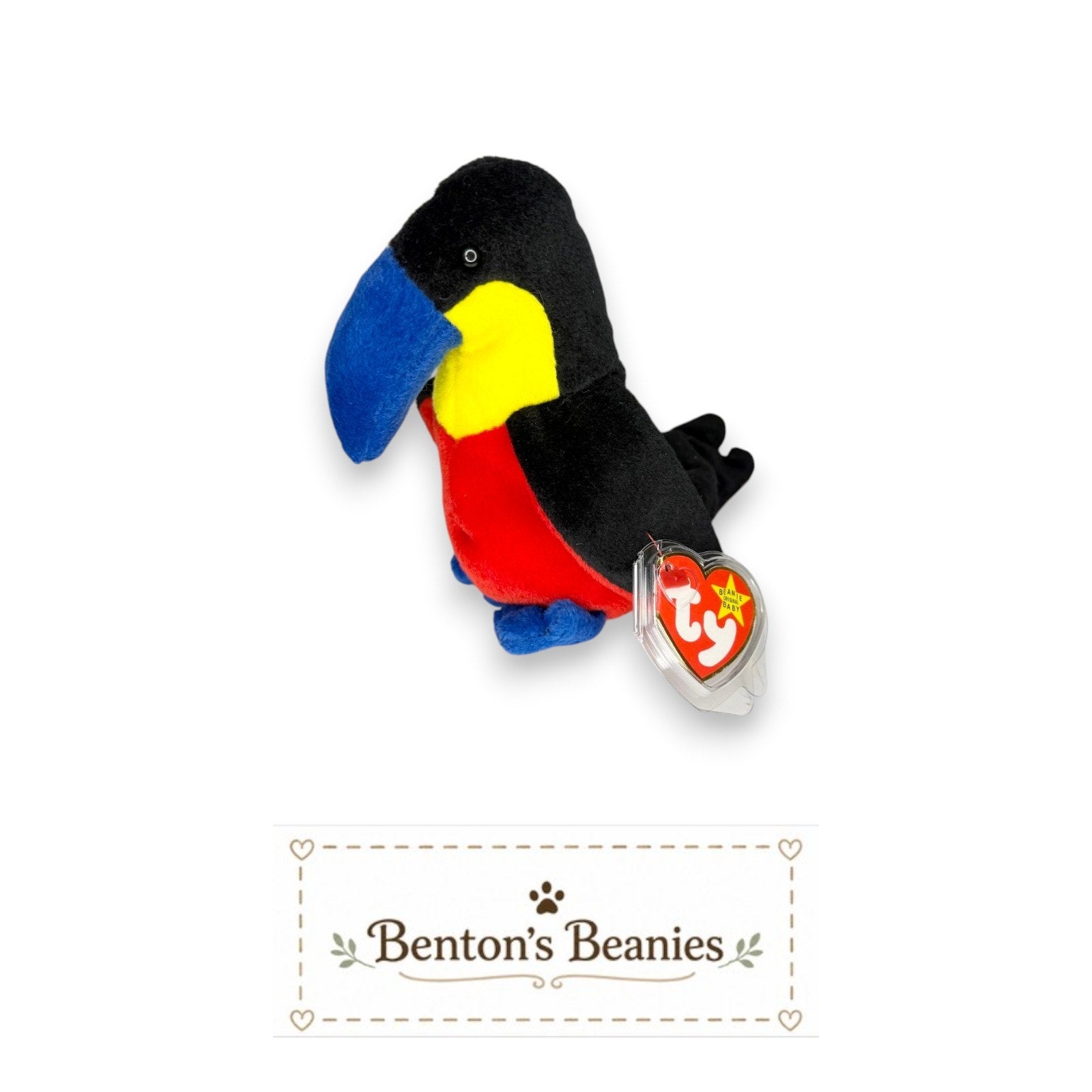 Kiwi the Toucan TY Beanie Baby | Mint Heart & Tush Tag