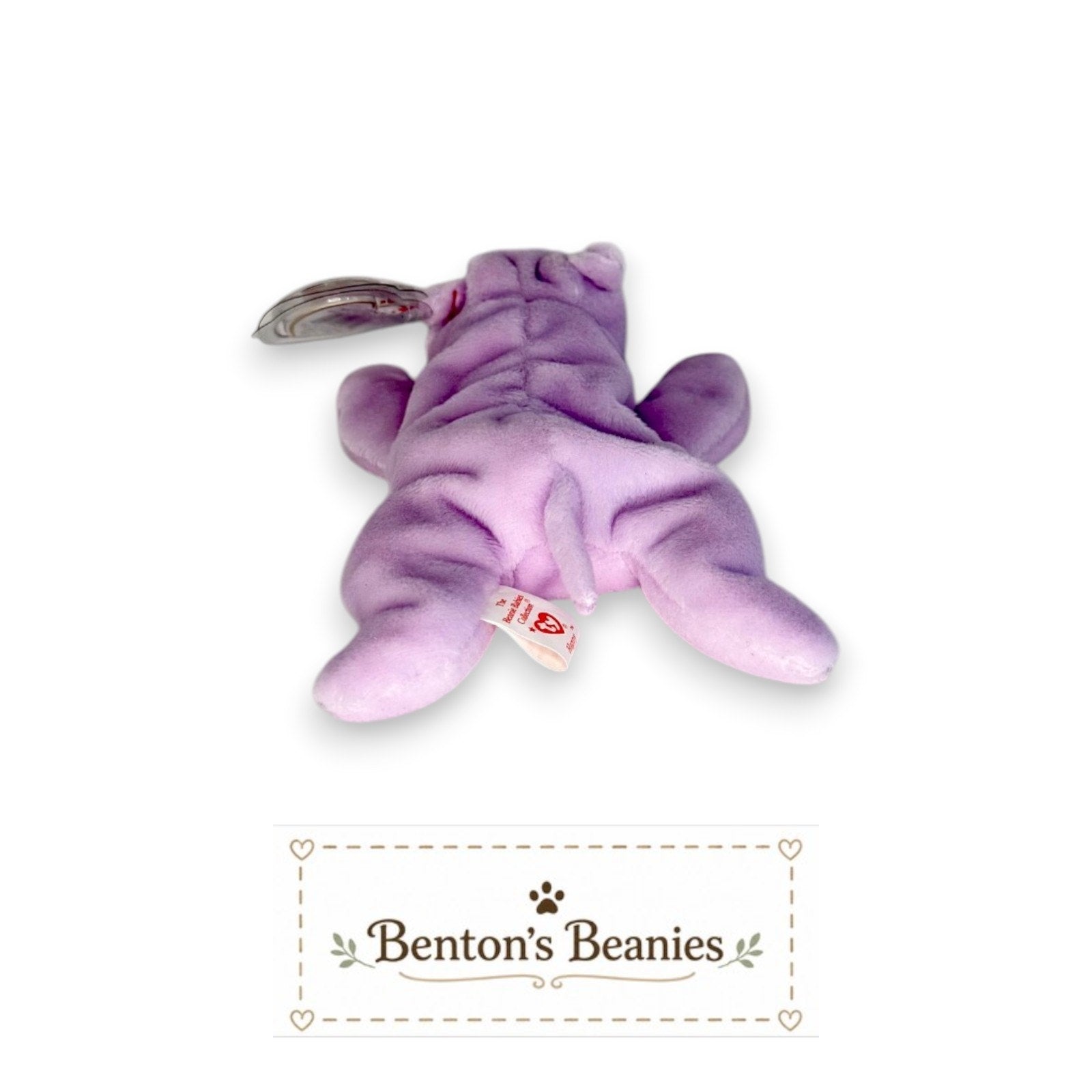 Happy the Hippo TY Beanie Baby | Mint Heart & Tush Tag