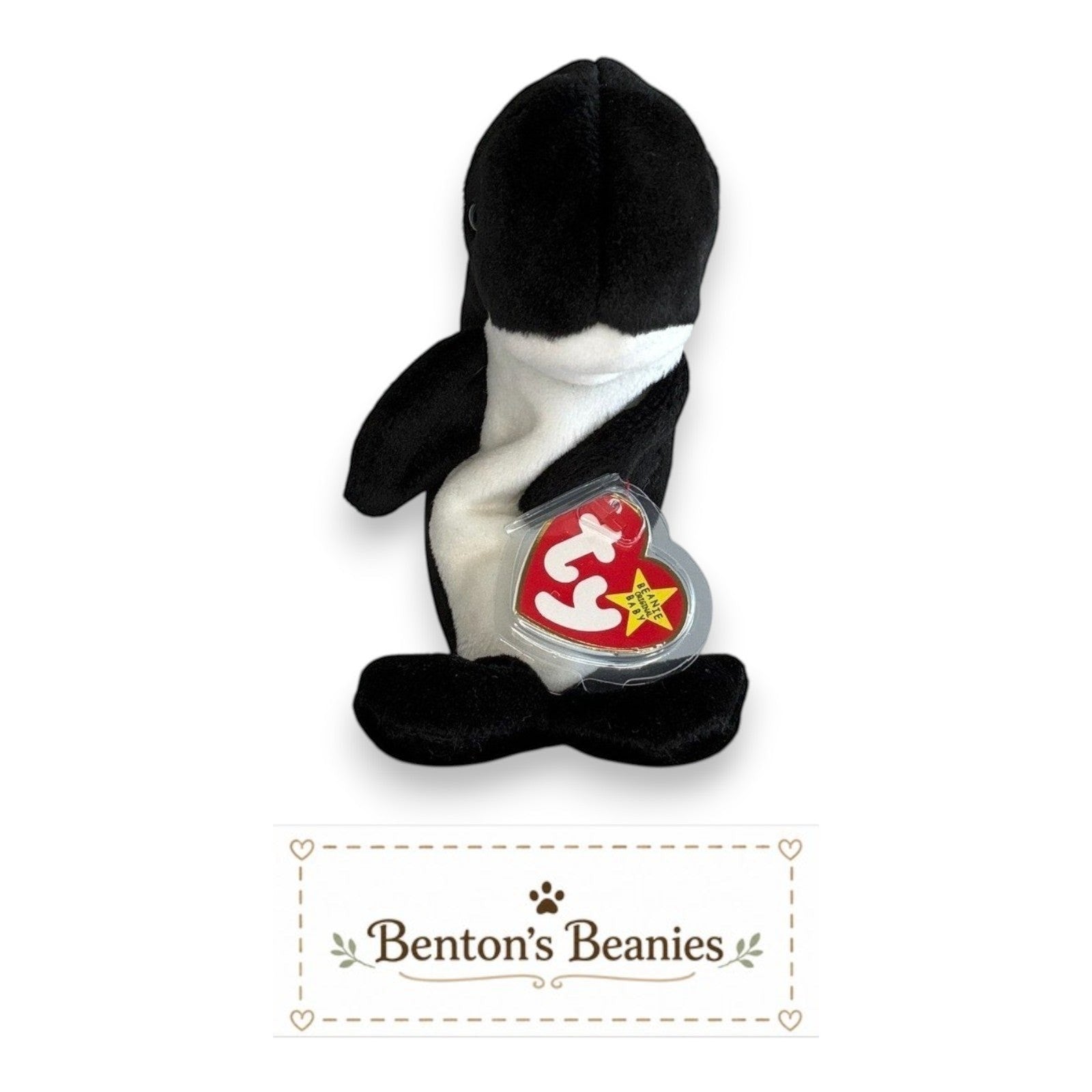 Waves the Orca TY Beanie Baby | Mint Heart & Tush Tag