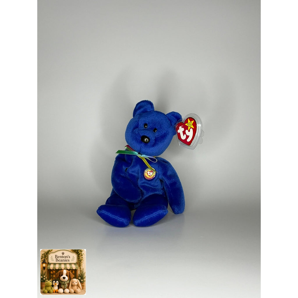 Clubby the Bear TY Beanie Baby | Mint Heart/Tush Tag