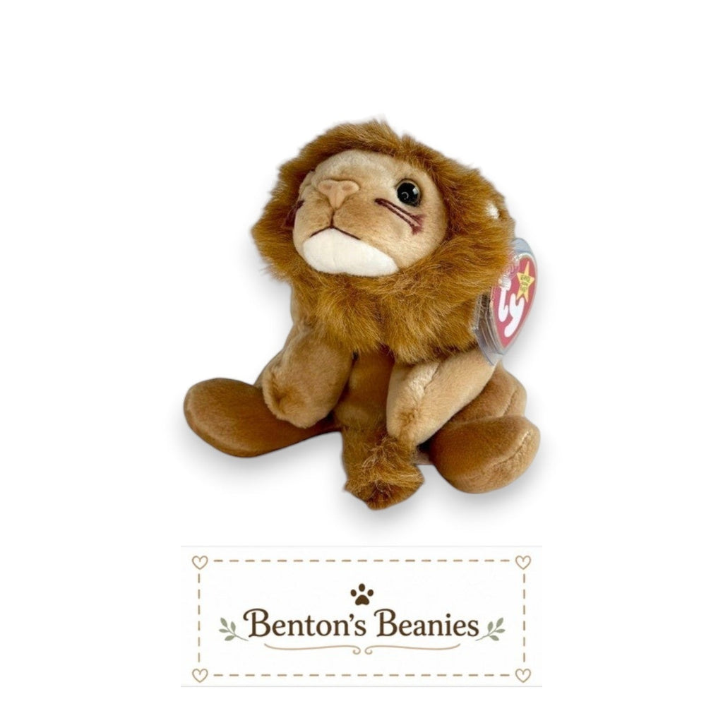 Roary the Lion TY Beanie Baby | Mint Heart & Tush Tag