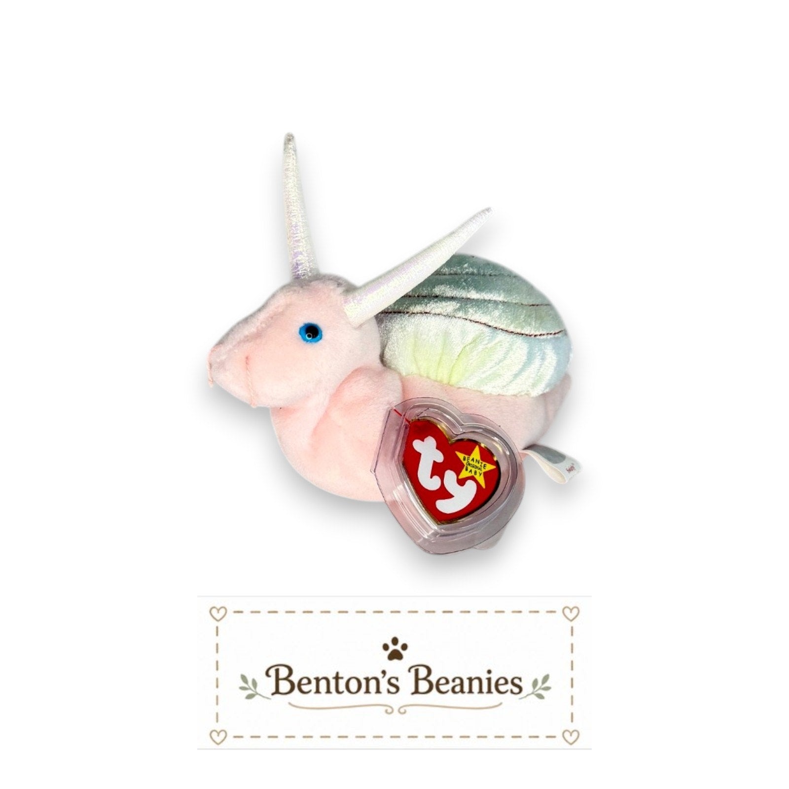 Swirly the Snail TY Beanie Baby | Mint Heart & Tush Tag