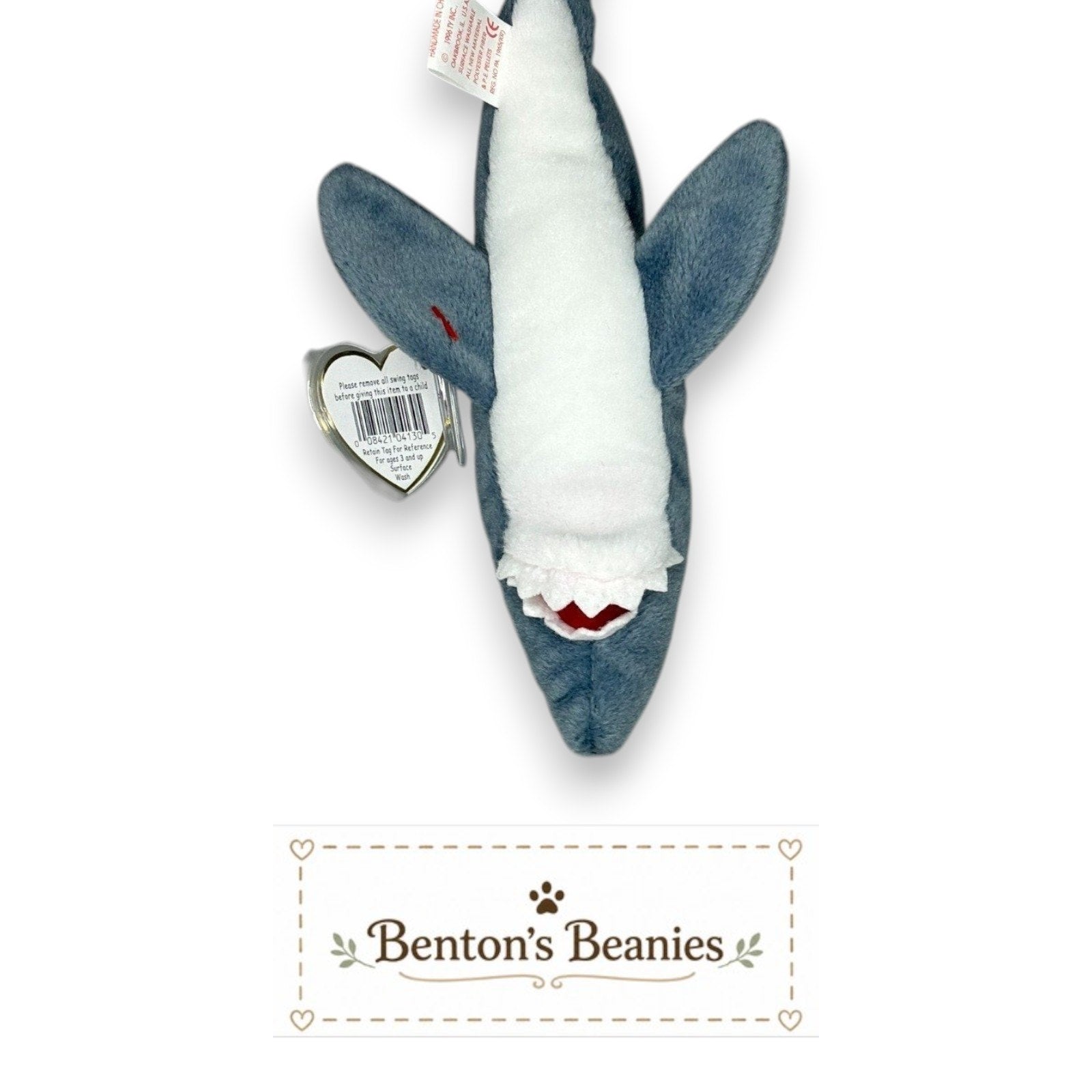 Crunch the Shark TY Beanie Baby | Mint Heart & Tush Tag