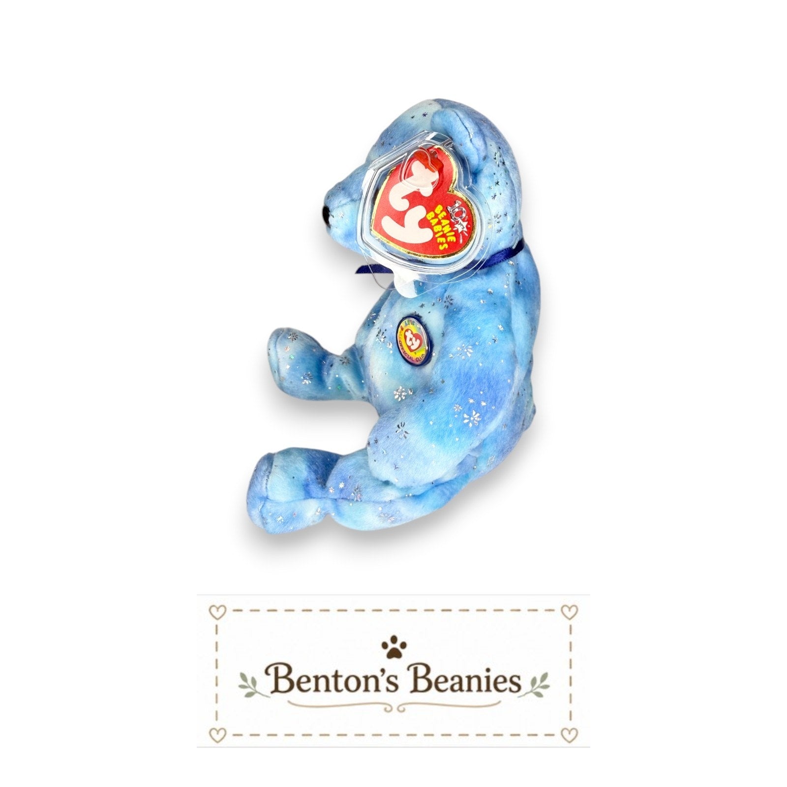 Clubby VI Blue Bear TY Beanie Baby | Mint Heart & Tush Tag