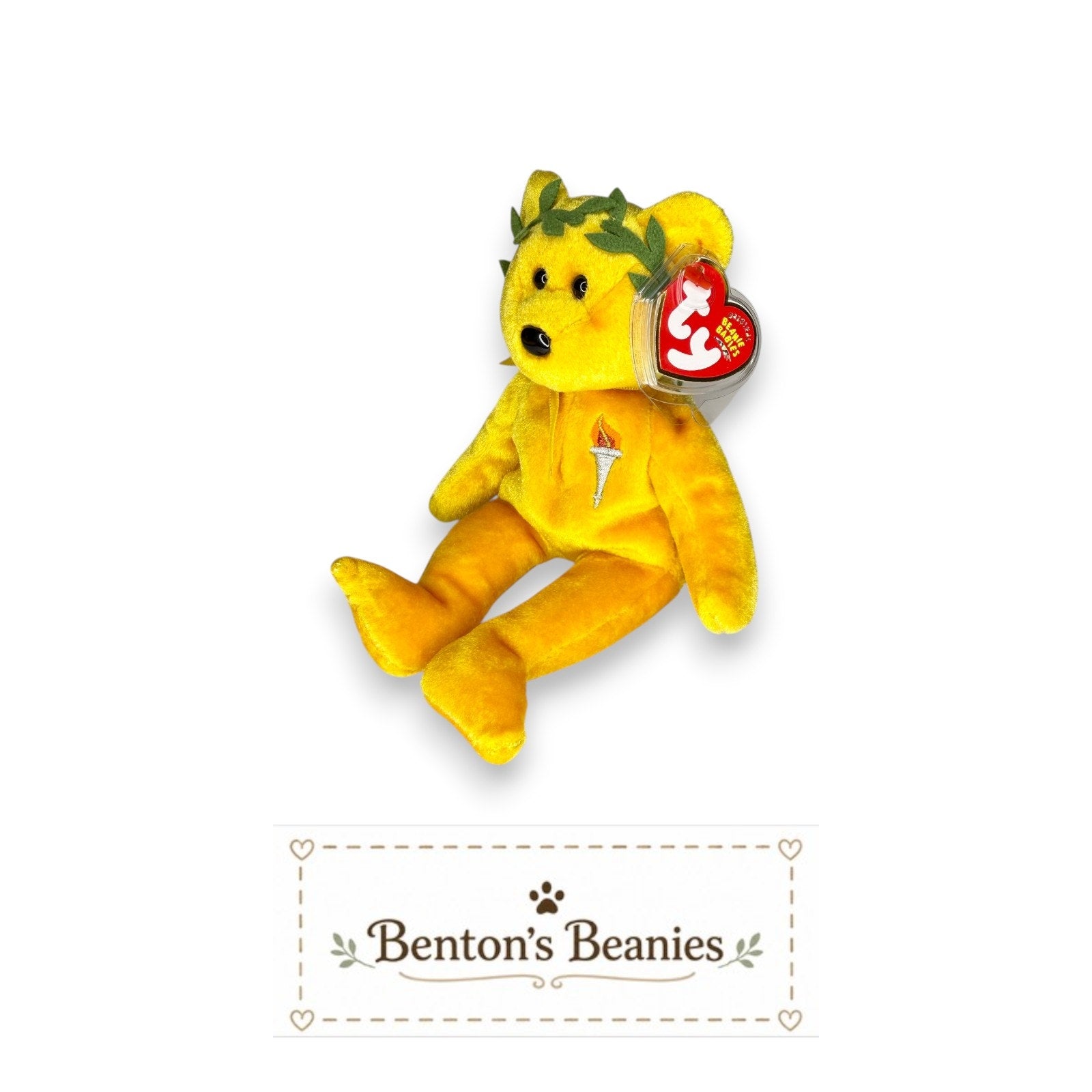Victory the Bear TY Beanie Baby | Mint Heart & Tush Tag