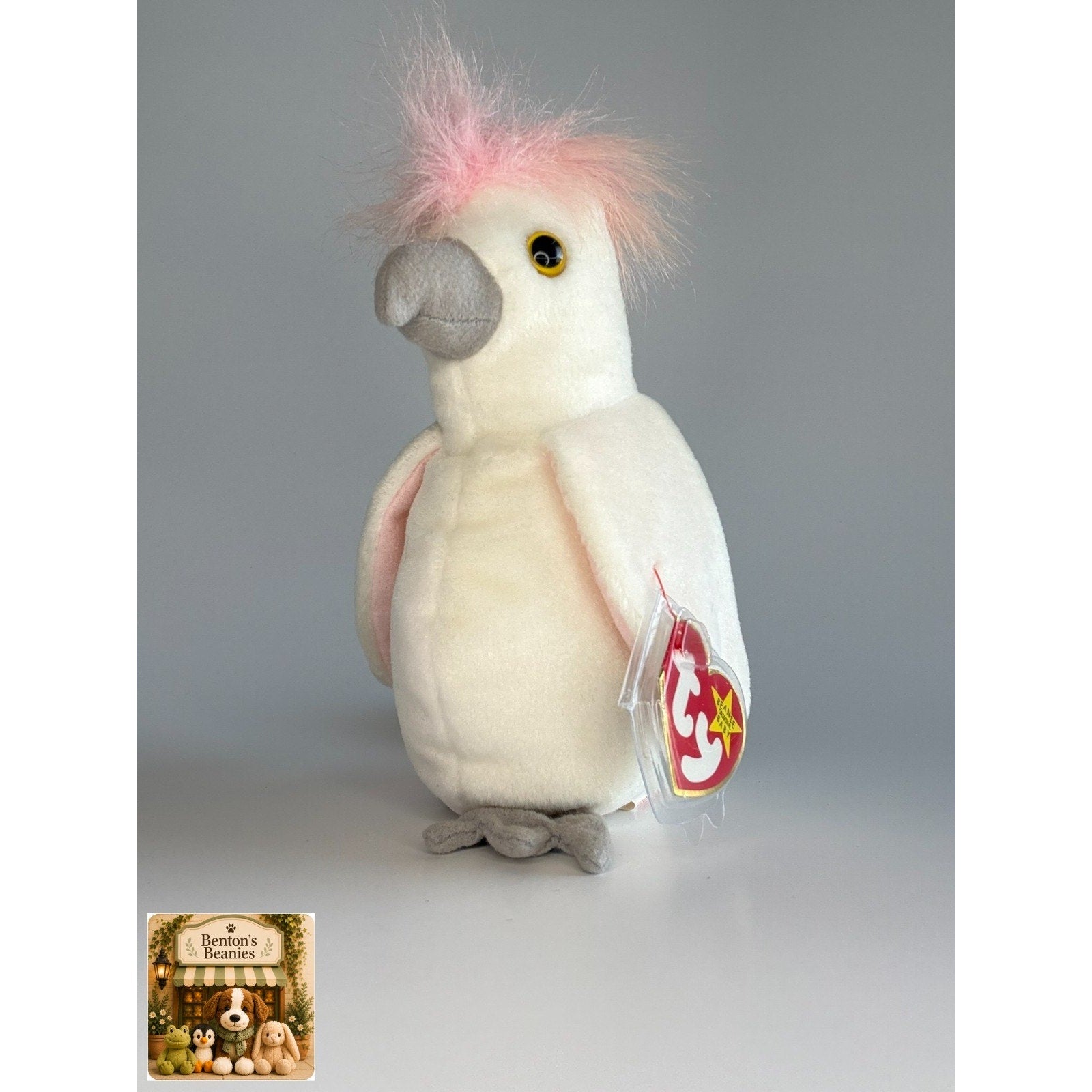 Kuku the Cockatoo TY Beanie Baby | Mint Heart & Tush Tag