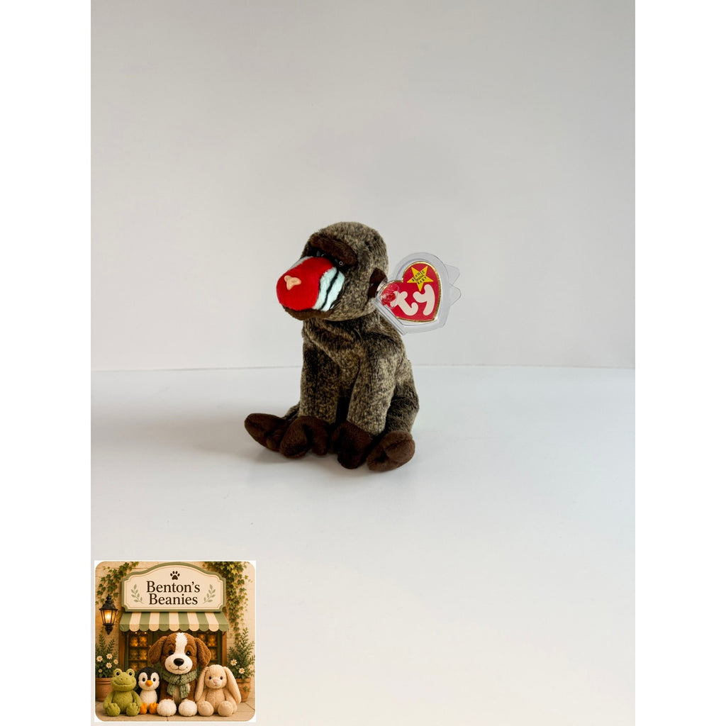 Cheeks the Baboon TY Beanie Baby | Mint Heart & Tush Tag