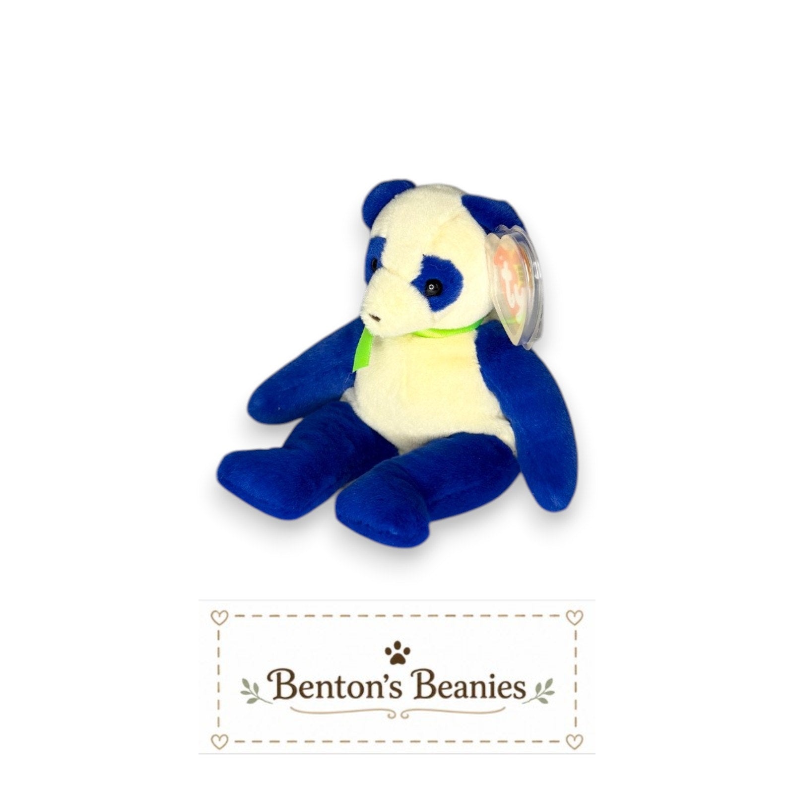 Domino the Panda TY Beanie Baby | Mint Heart & Tush Tag
