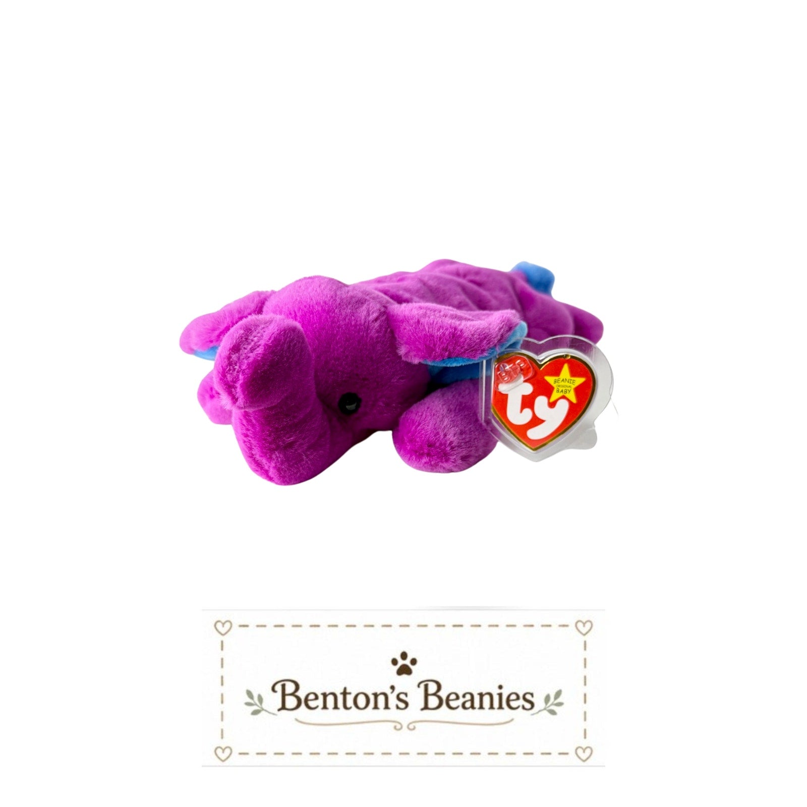 Peanut II the Elephant TY Beanie Baby | Mint Heart Tush Tag