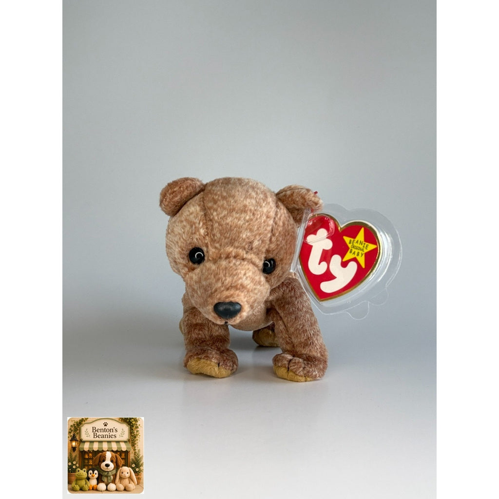 Pecan the Bear TY Beanie Baby | Mint Heart & Tush Tag