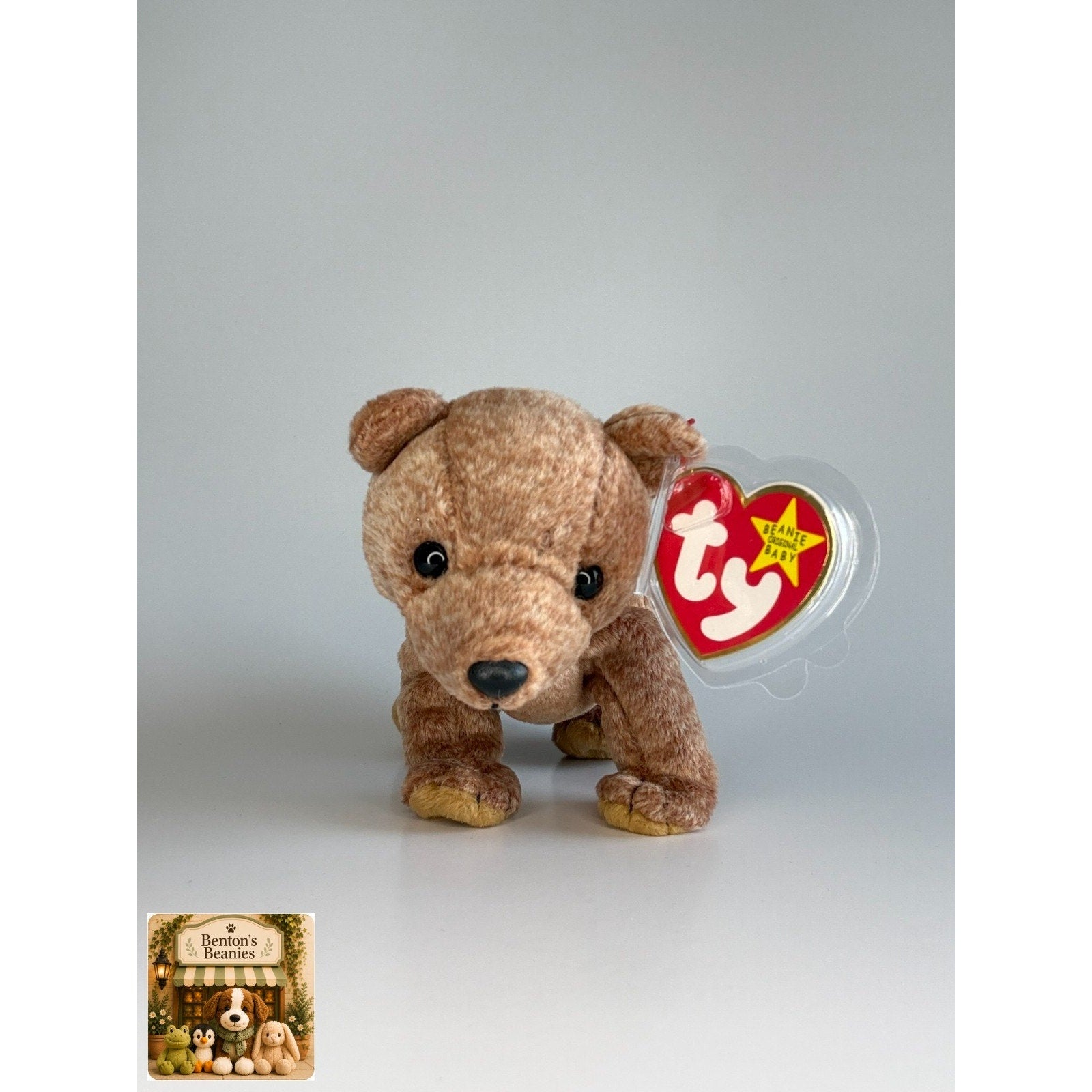 Pecan the Bear TY Beanie Baby | Mint Heart & Tush Tag