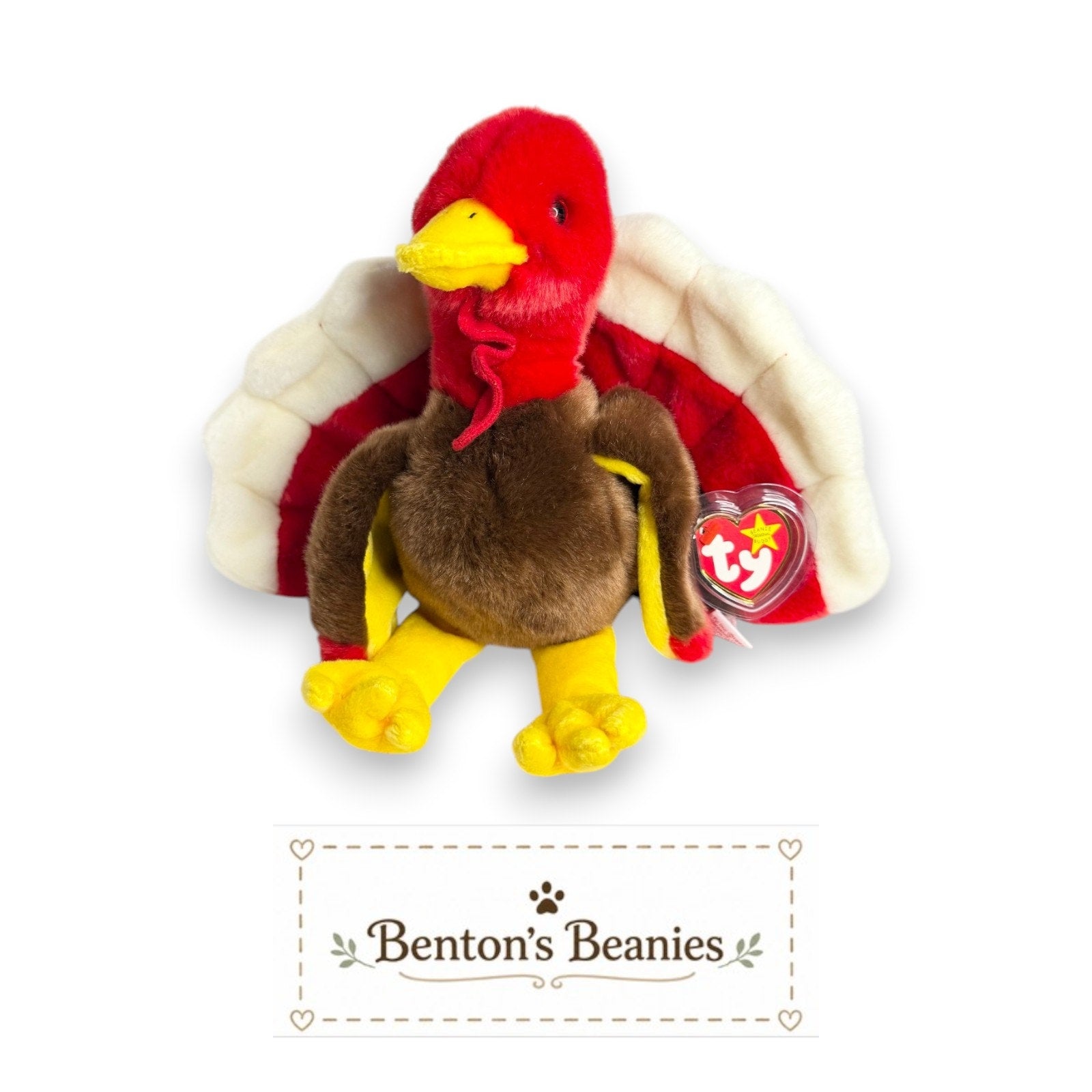 Gobbles the Turkey TY Beanie Buddies | Mint Heart Tush Tags