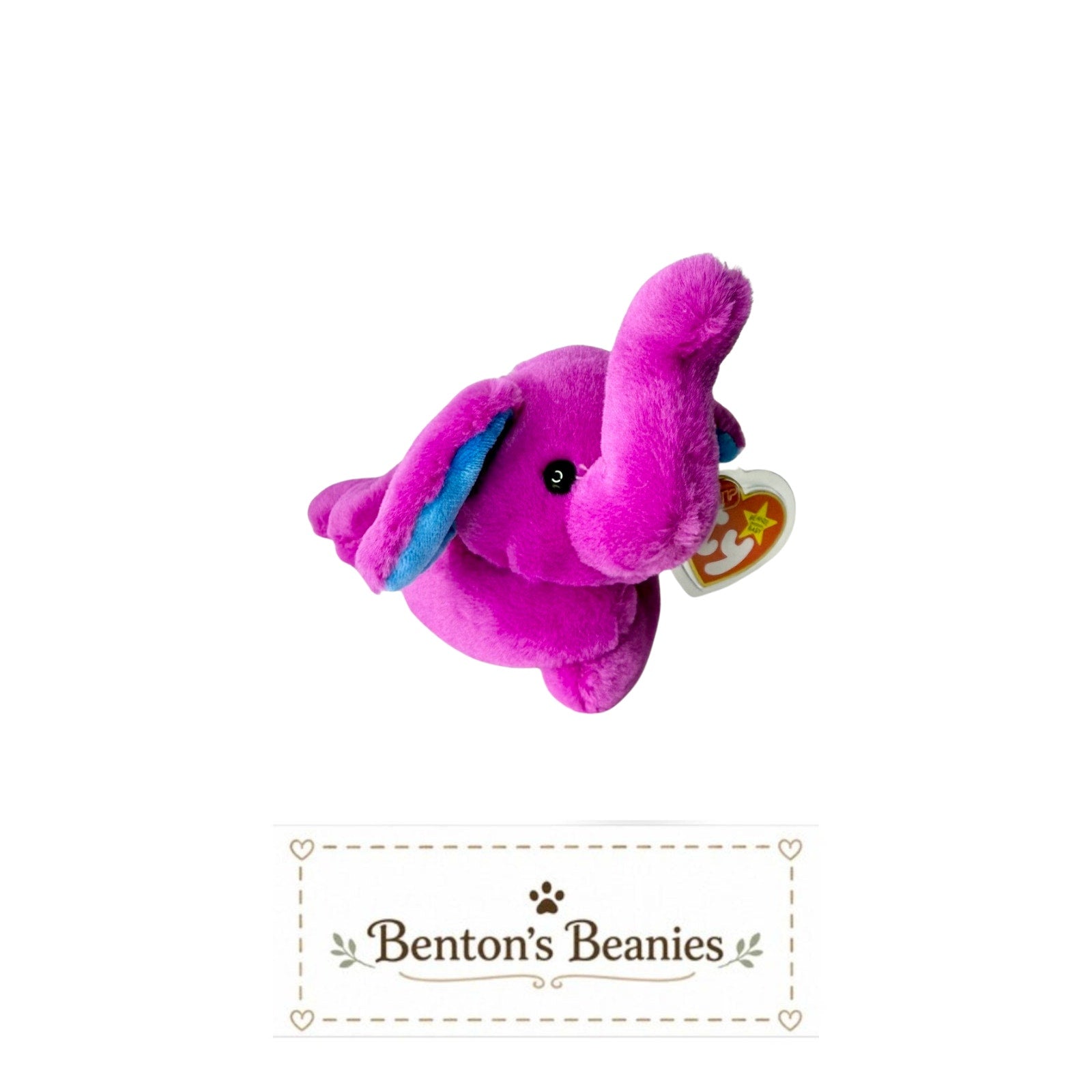 Peanut II the Elephant TY Beanie Baby | Mint Heart Tush Tag