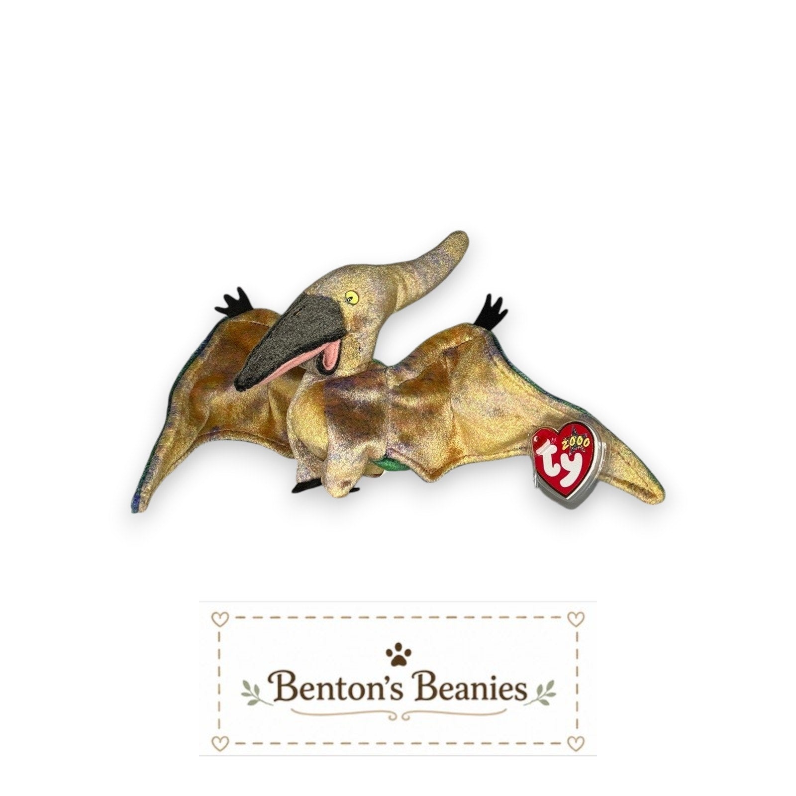 Swoop the Pterodactyl TY Beanie Baby | Mint Heart & Tush Tag
