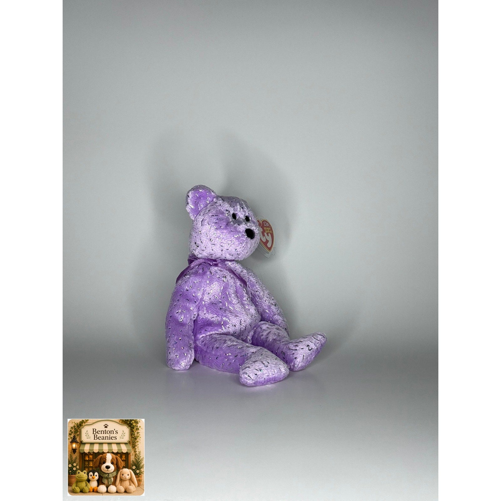 Decade the Bear Purple TY Beanie Baby | Mint Heart/Tush Tag