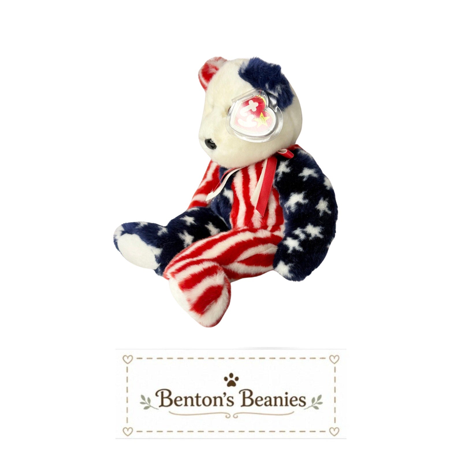 Spangle the Bear TY Beanie Buddies | Mint Heart & Tush Tags