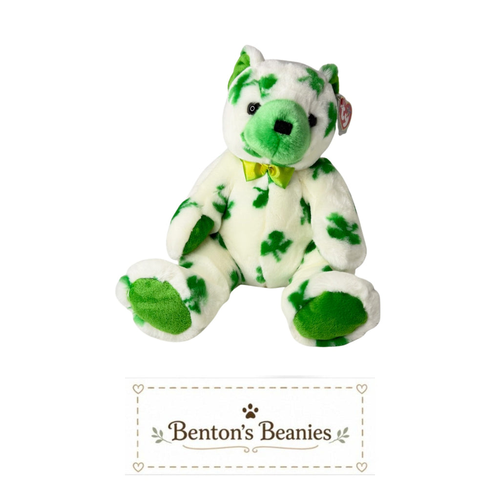 Clover the Bear TY Beanie Buddies | Mint Heart & Tush Tags