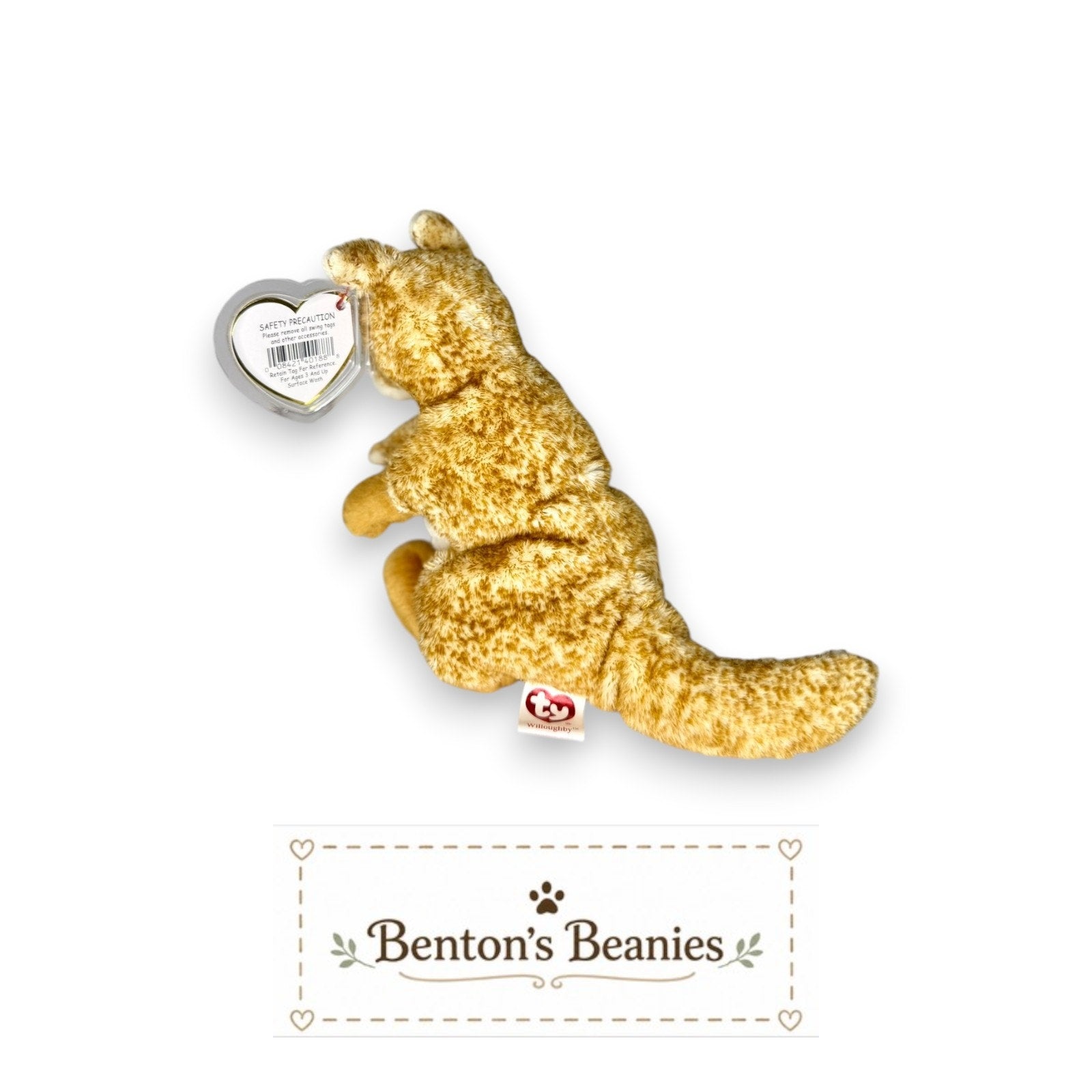 Willoughby the Kangaroo TY Beanie Baby | Mint Heart/Tush Tag