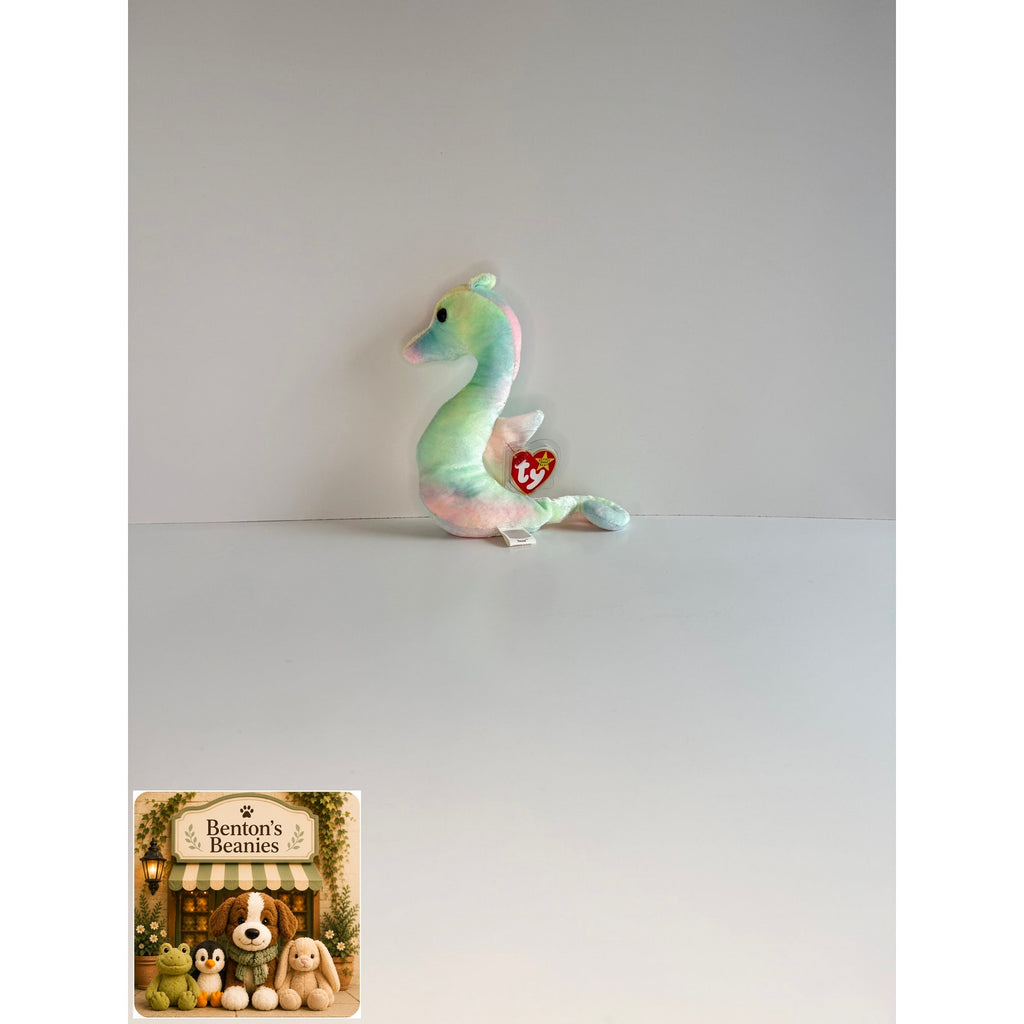 Neon the Seahorse TY Beanie Baby | Mint Heart & Tush Tag