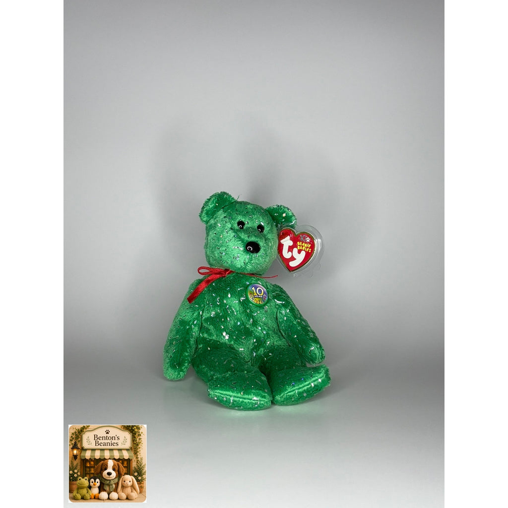 Decade the Bear Green TY Beanie Baby | Mint Heart/Tush Tag
