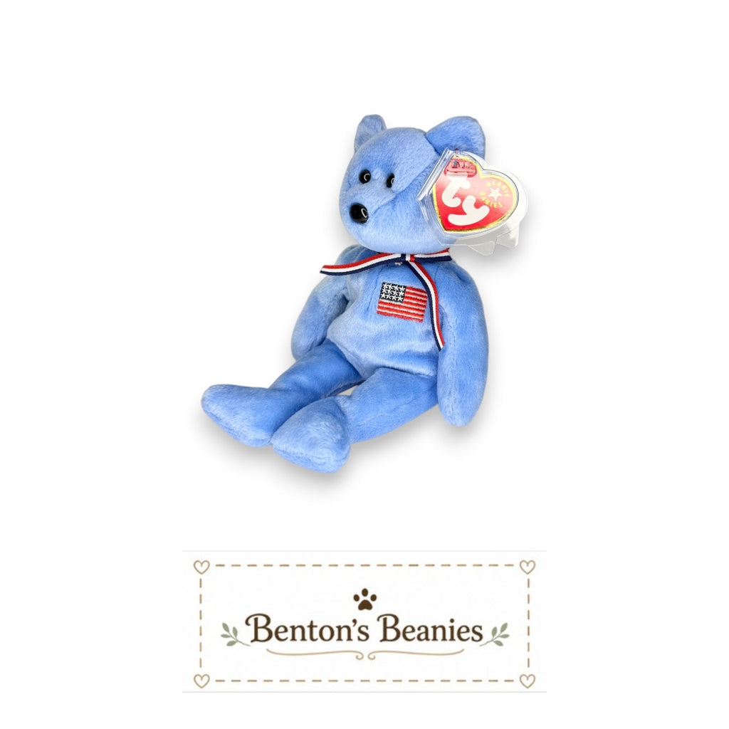 America the Bear TY Beanie Baby | Mint Heart/Tush Tag