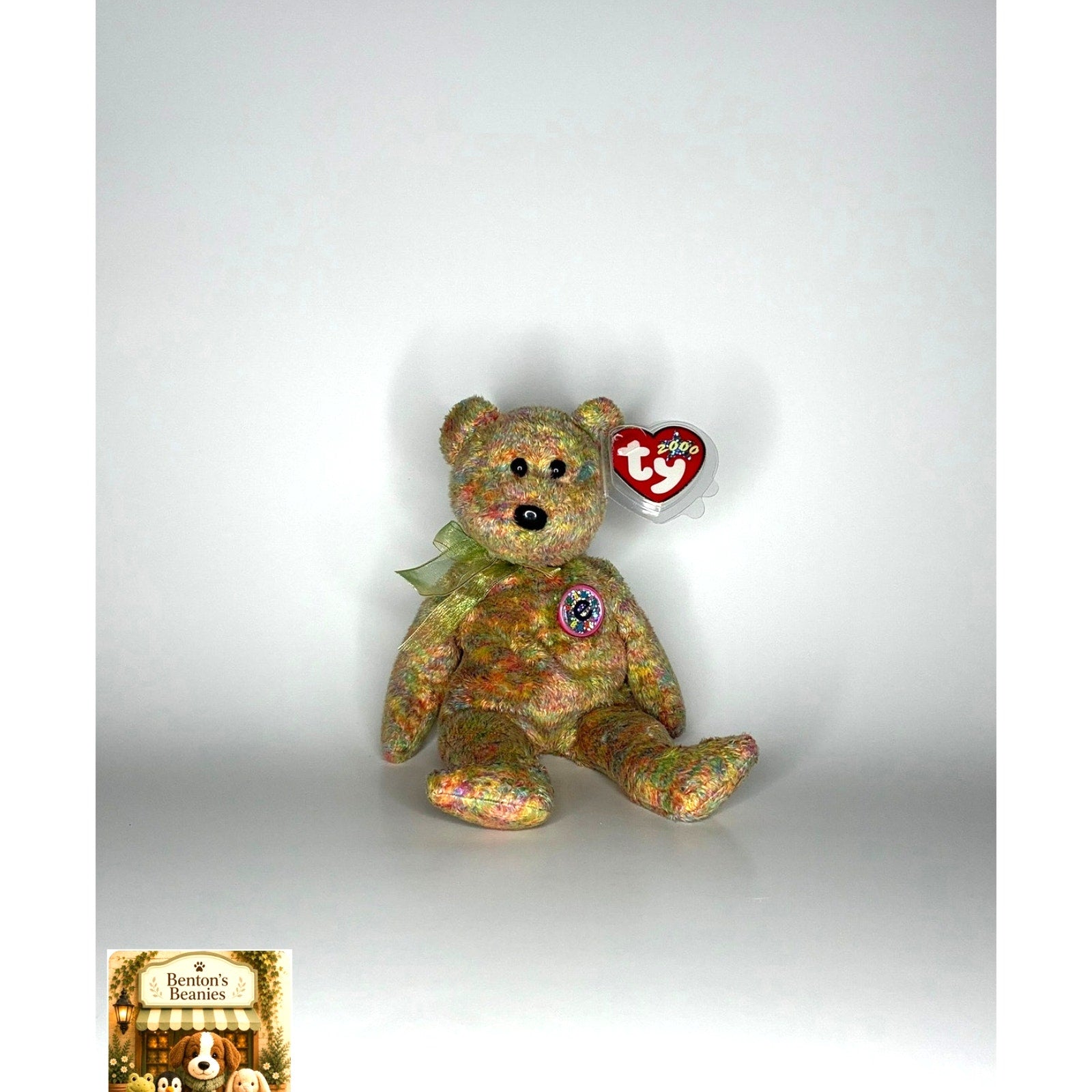 Speckles the Bear TY Beanie Baby | Mint Heart/Tush Tag