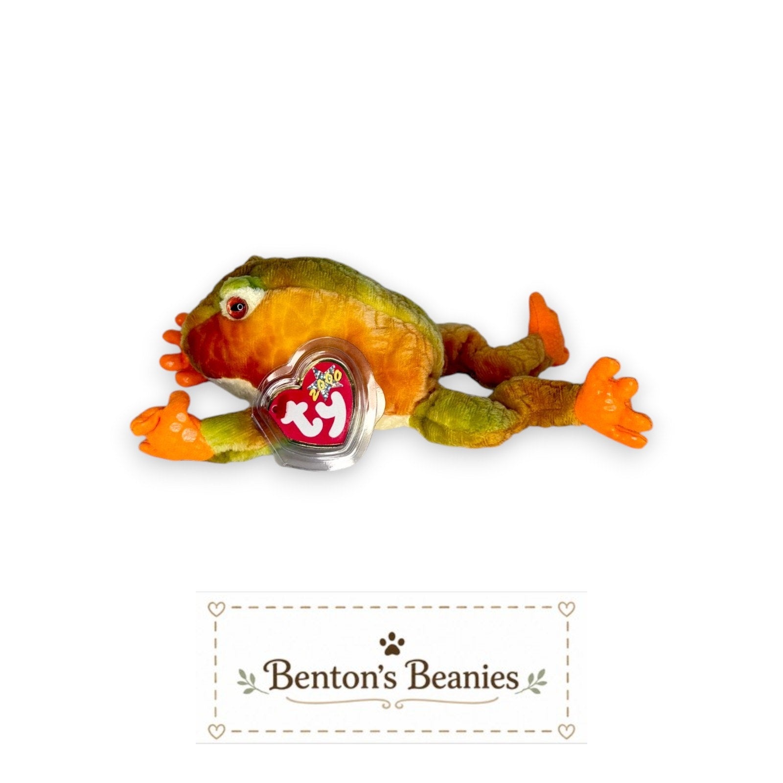 Prince the Frog TY Beanie Baby | Mint Heart & Tush Tag