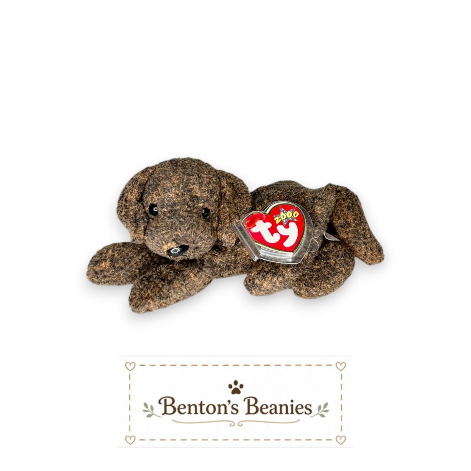 Fetcher the Dog TY Beanie Baby | Minor Heart Tag Vein