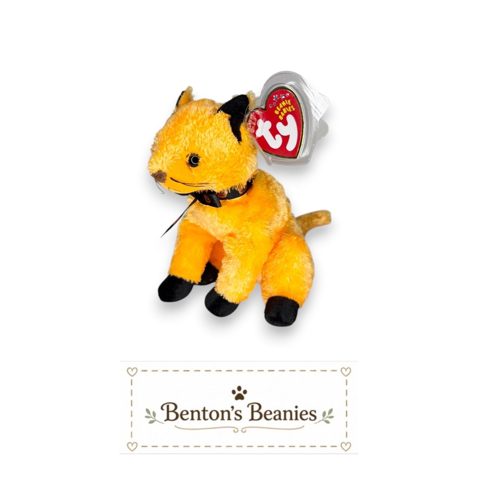 Scared-e the Cat TY Beanie Baby | Mint Heart Tag