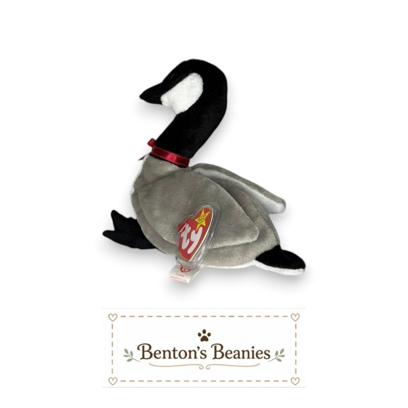 Loosy the Goose TY Beanie Baby | Mint Heart & Tush Tag