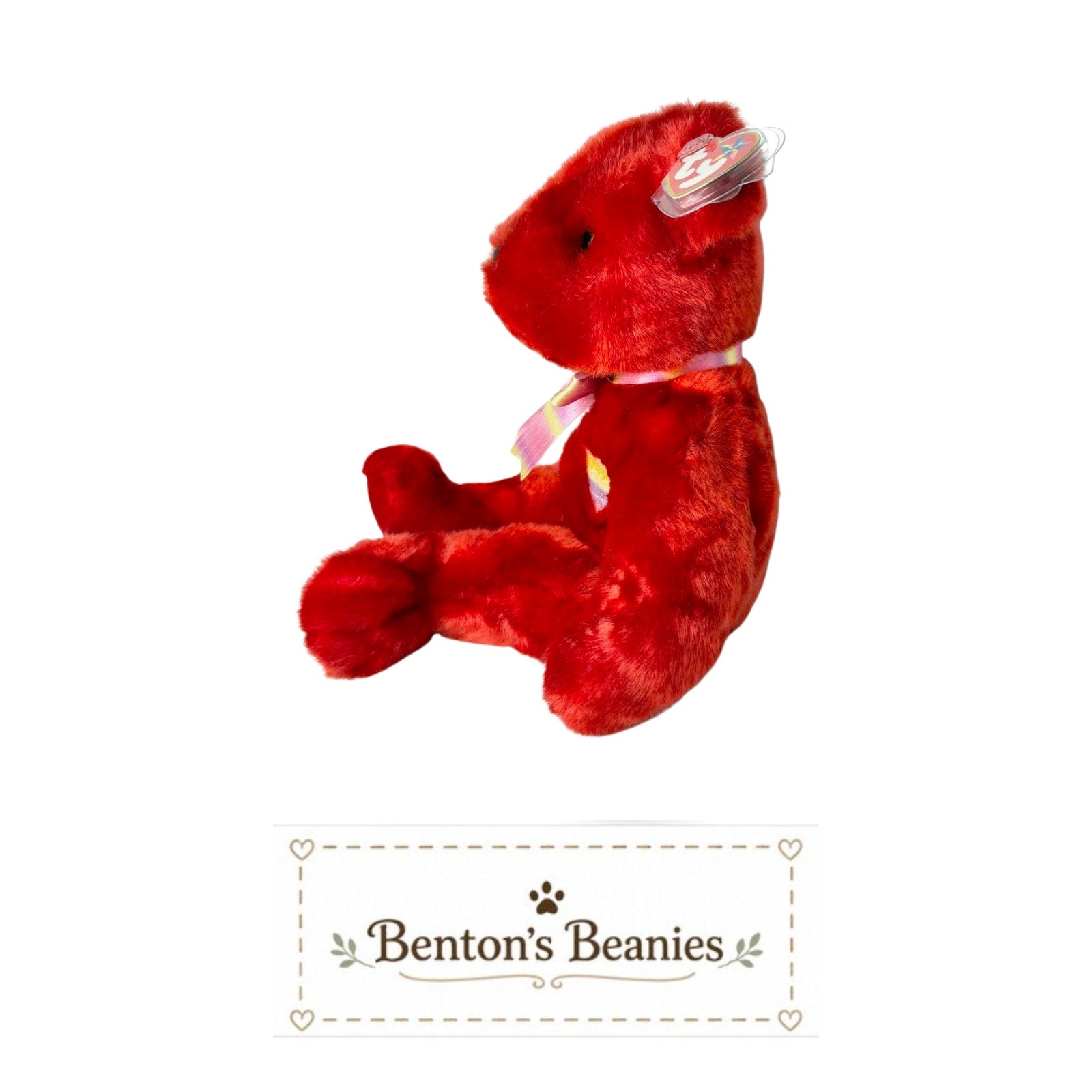 Kiss-E the Bear TY Beanie Buddies | Mint Heart & Tush Tags