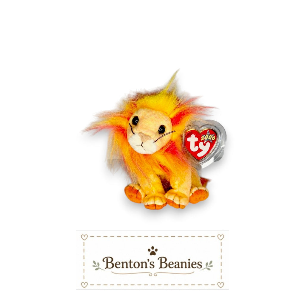 Bushy the Lion TY Beanie Baby | Mint Heart & Tush Tag