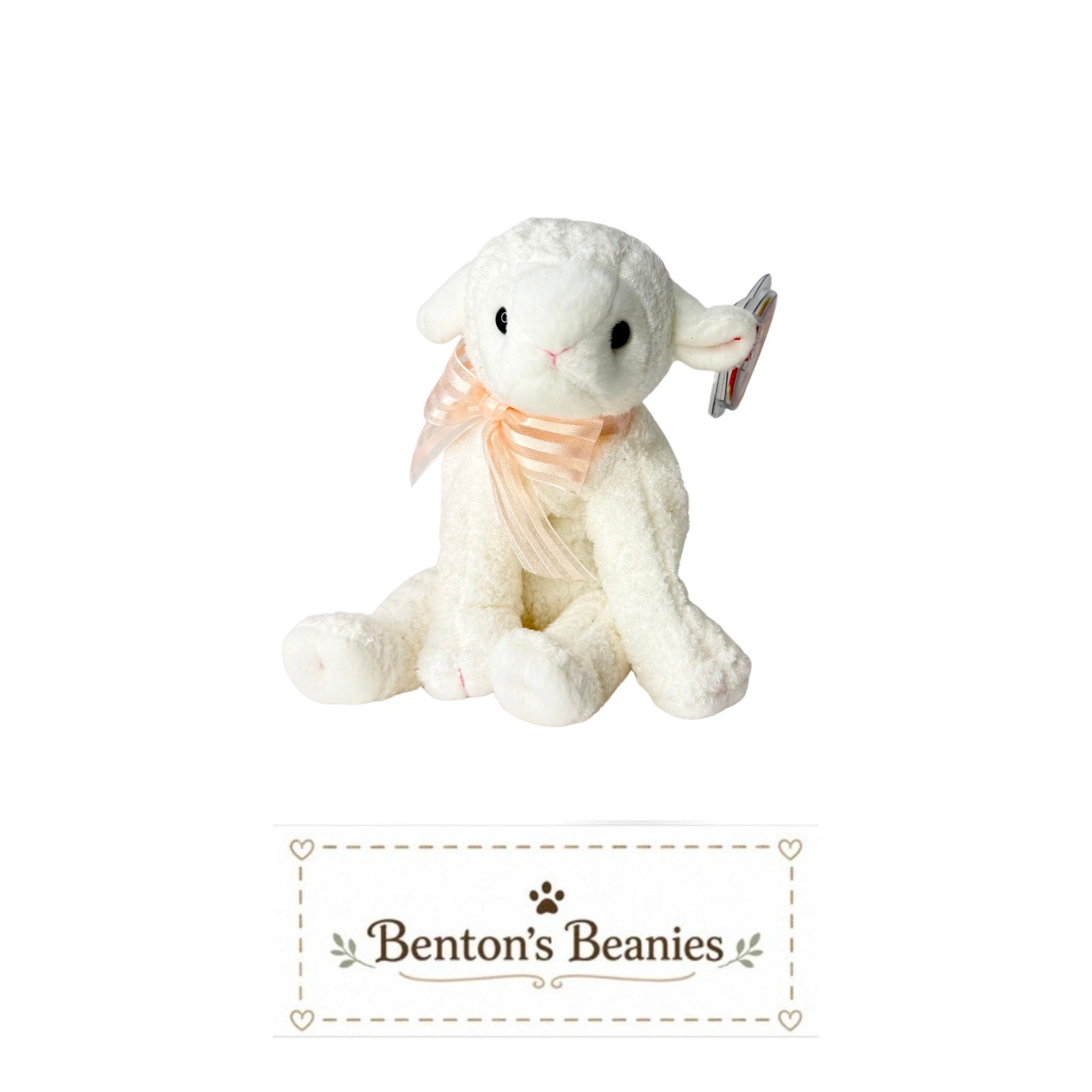 Lullaby the Lamb Pig TY Beanie Baby | Mint Heart & Tush Tag