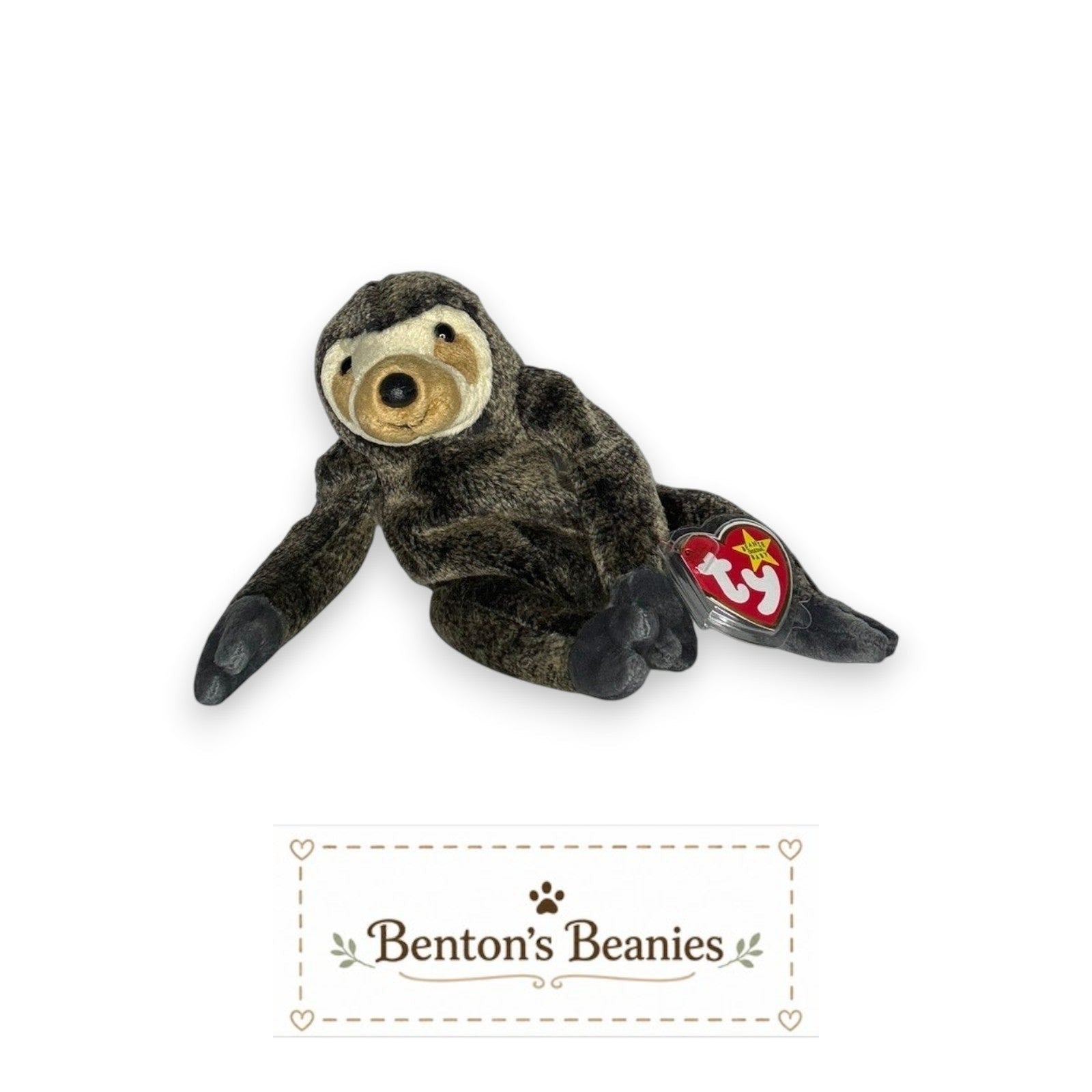 Slowpoke the Sloth TY Beanie Baby | Mint Heart & Tush Tag