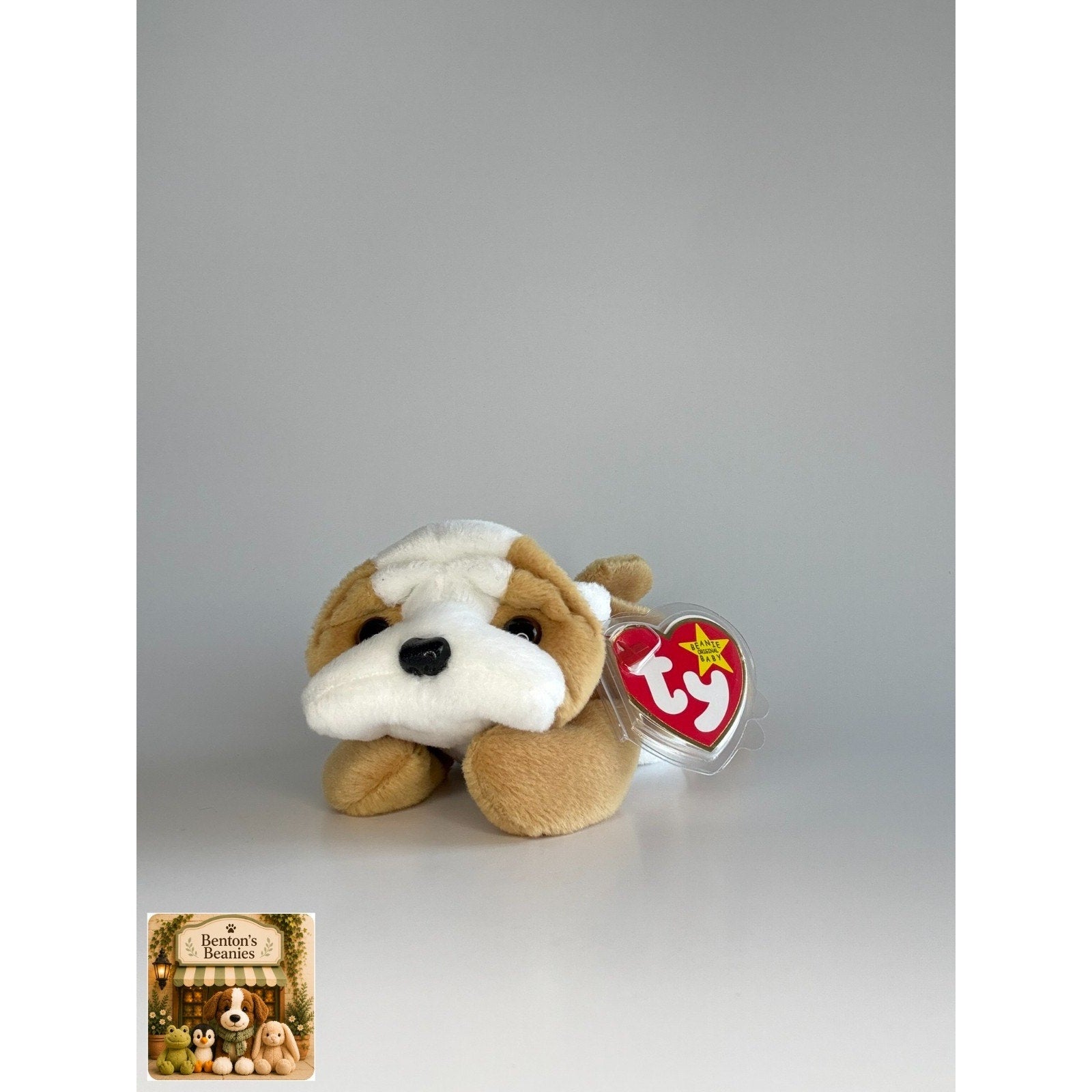 Wrinkles the Dog TY Beanie Baby | Mint Heart & Tush Tag