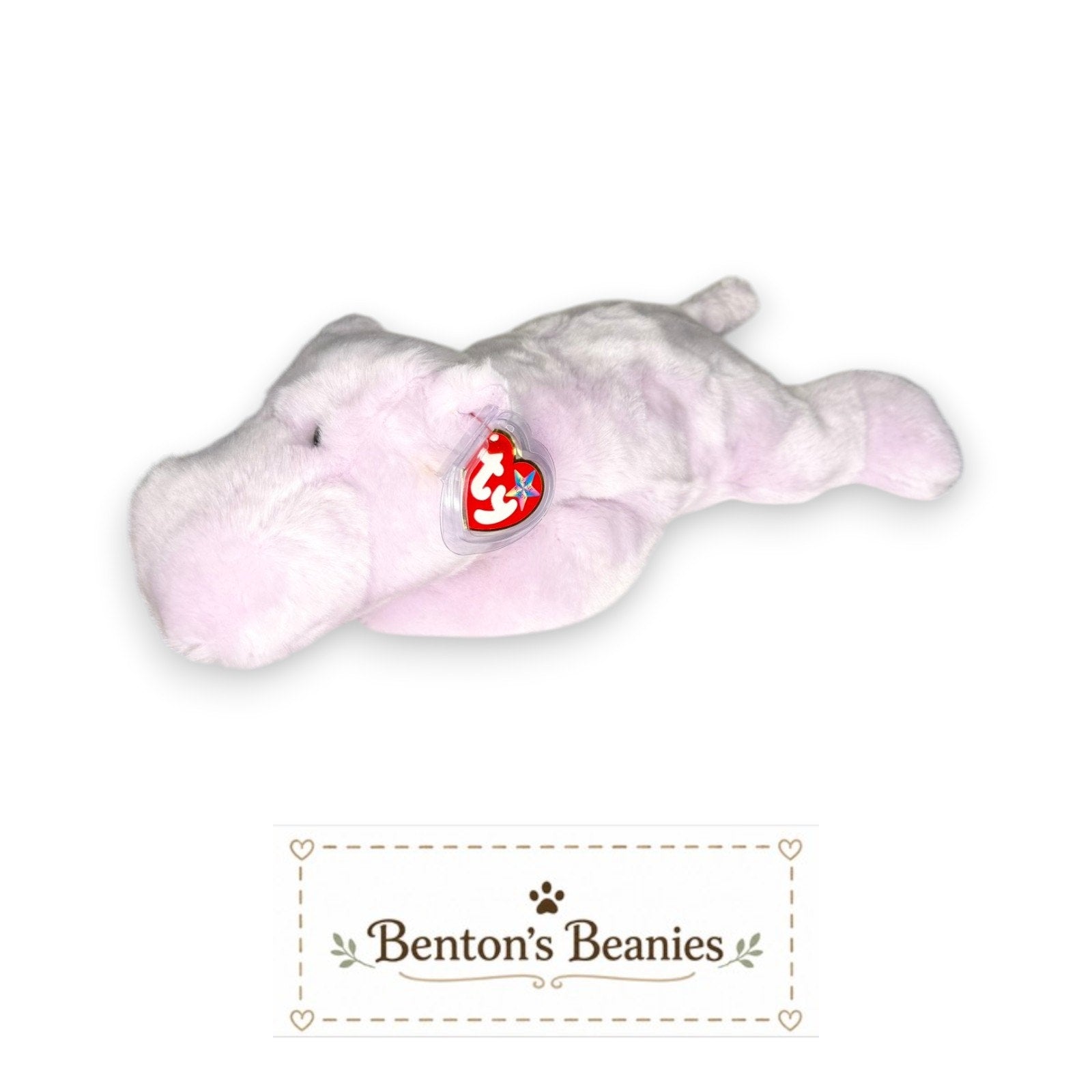 Happy the Hippo TY Beanie Buddies | Mint Heart & Tush Tags
