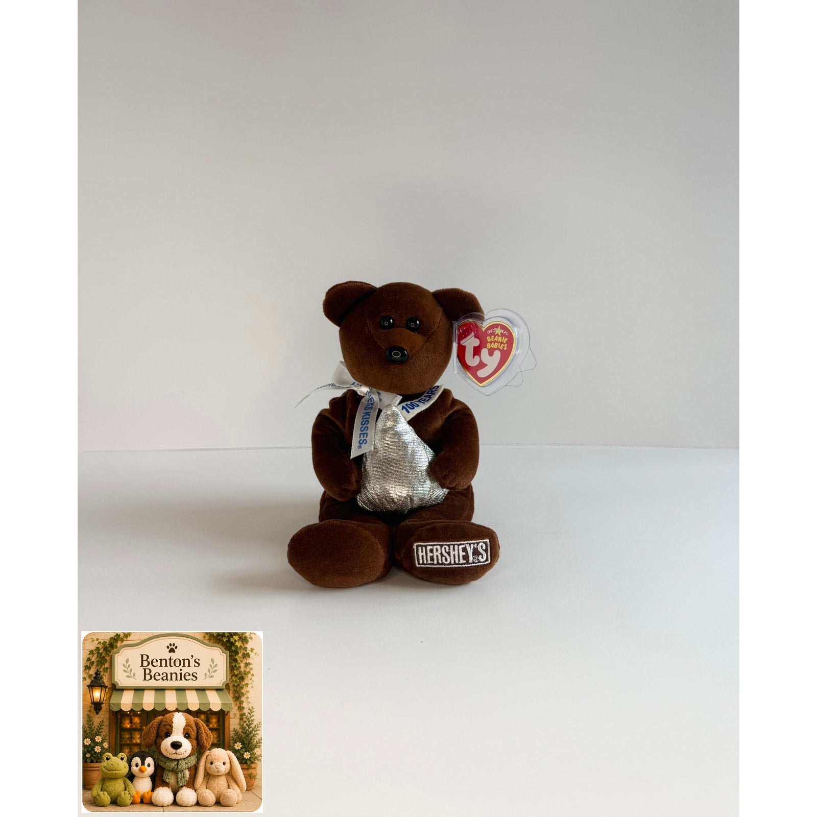 Cocoa Bean the Bear TY Beanie Baby | Mint Heart & Tush Tag
