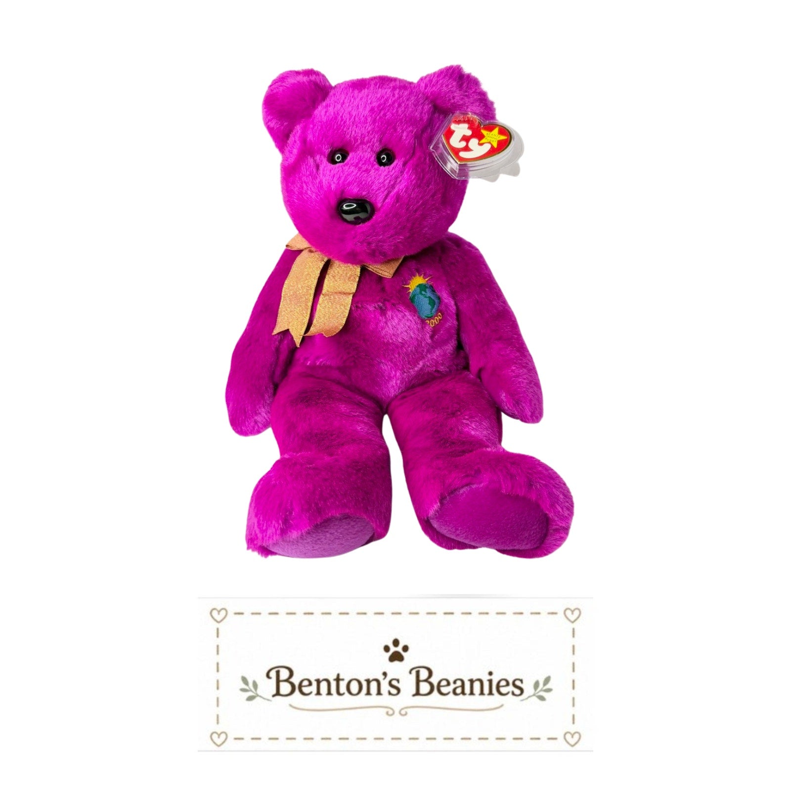 Millennium Bear TY Beanie Buddies | Mint Heart & Tush Tags