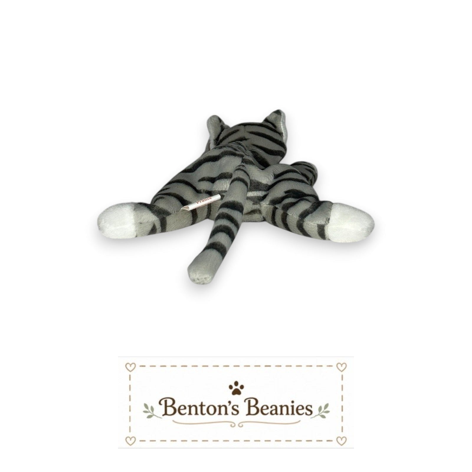 Prance the Grey Striped Cat TY Beanie Baby | Mint Heart & Tush Tag